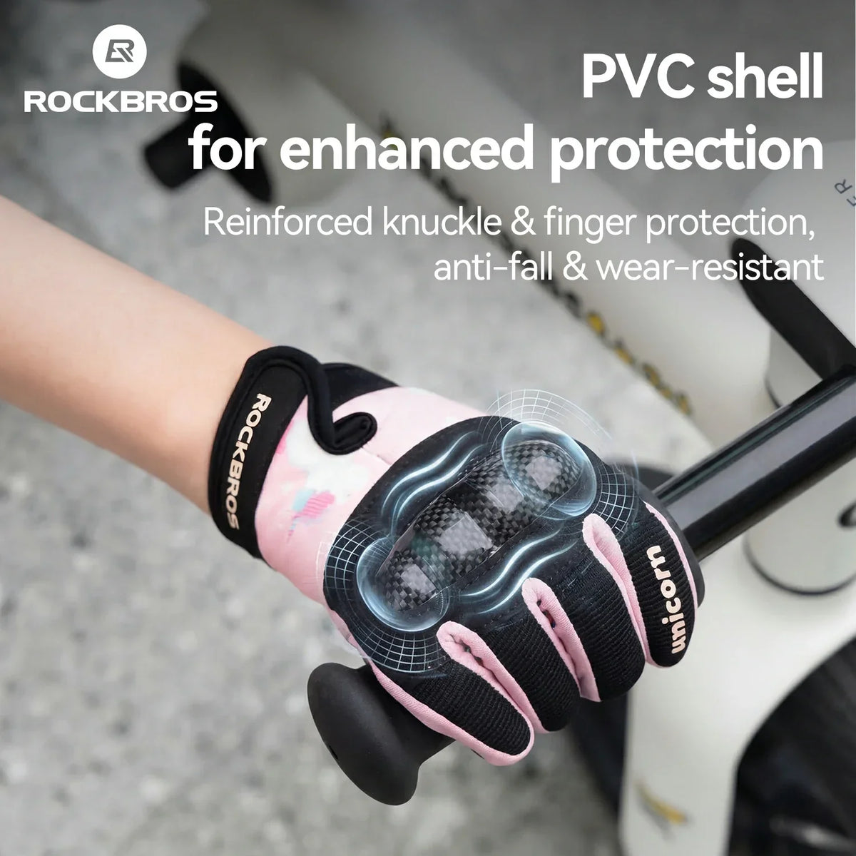 ROCKBROS Gants de vélo pour enfants doigts complets avec protection Hard Shell