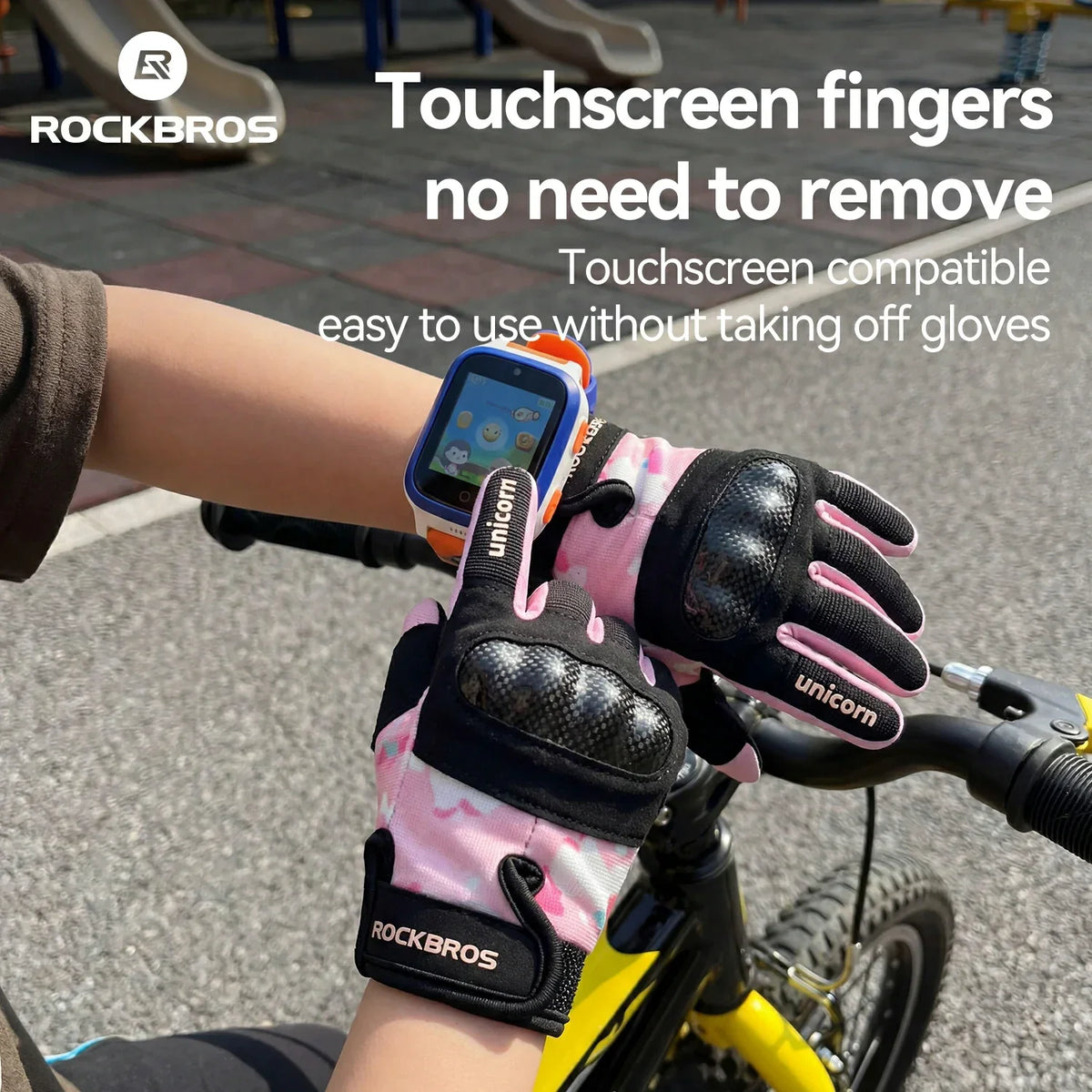 ROCKBROS Gants de vélo pour enfants doigts complets avec protection Hard Shell