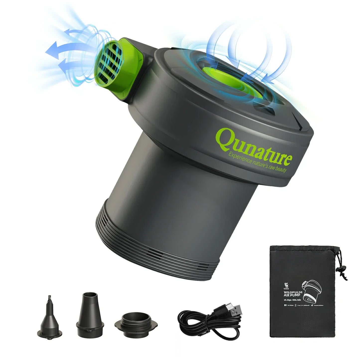 Pompe à air électrique 2 en 1, gonflage et dégonflage, batterie rechargeable Quantum 2000 mAh