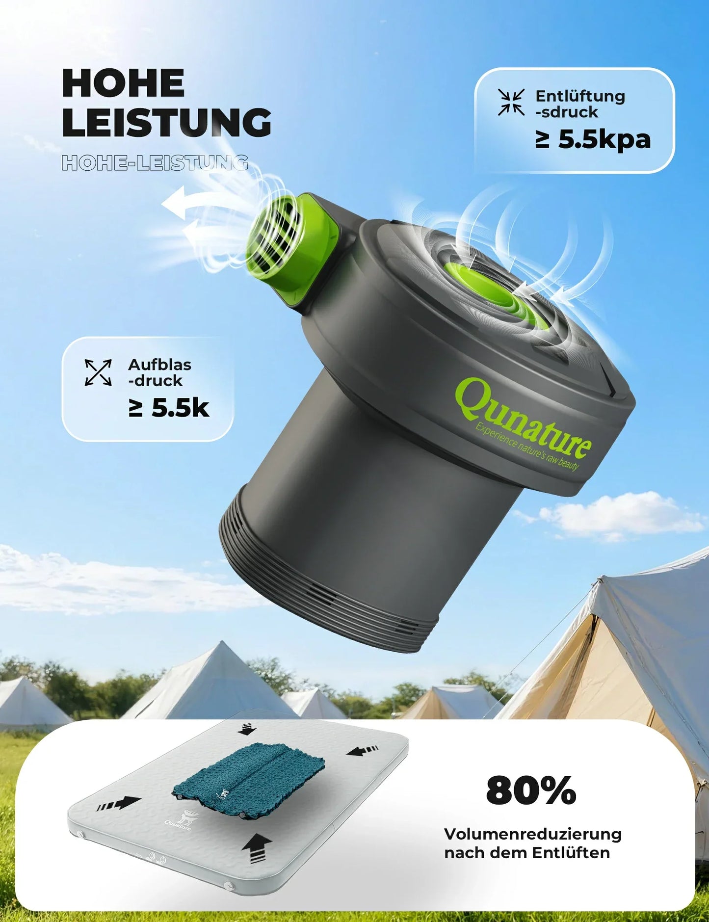 Pompe à air électrique 2 en 1, gonflage et dégonflage, batterie rechargeable Quantum 2000 mAh