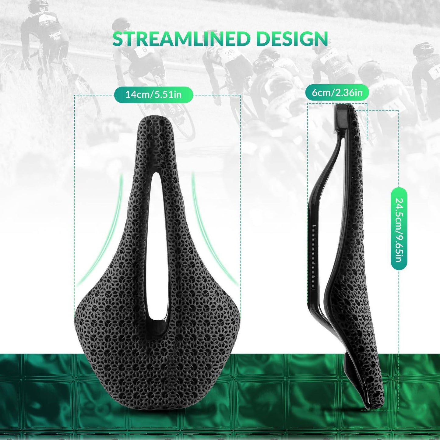 Selle de vélo de route en carbone imprimée en 3D, ultralégère, amortissante, ergonomique, ROCKBROS