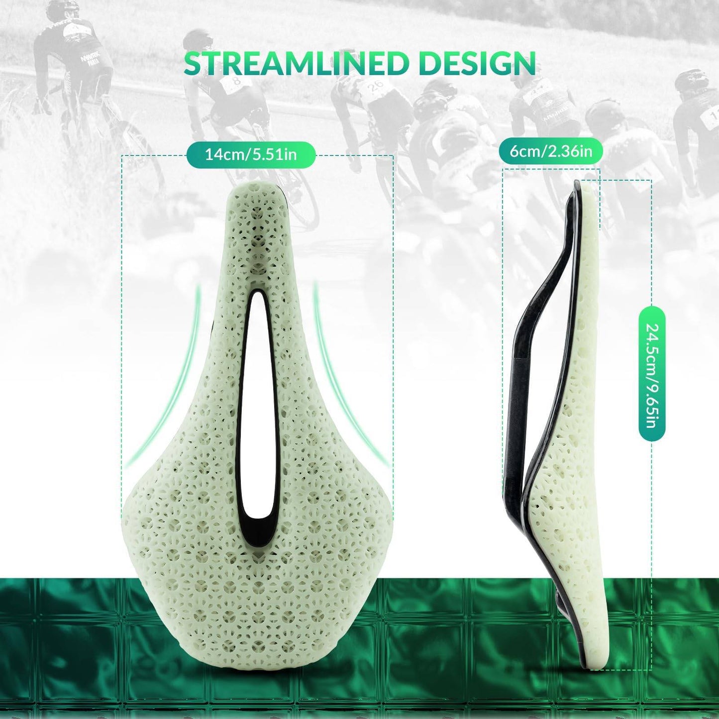 Selle de vélo de route en carbone imprimée en 3D, ultralégère, amortissante, ergonomique, ROCKBROS