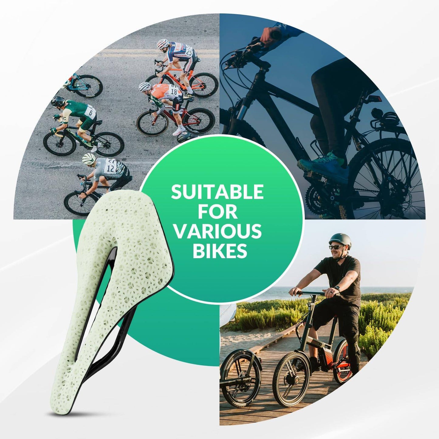 Selle de vélo de route en carbone imprimée en 3D, ultralégère, amortissante, ergonomique, ROCKBROS