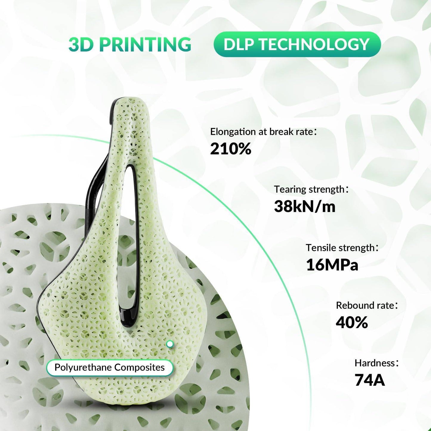 Selle de vélo de route en carbone imprimée en 3D, ultralégère, amortissante, ergonomique, ROCKBROS