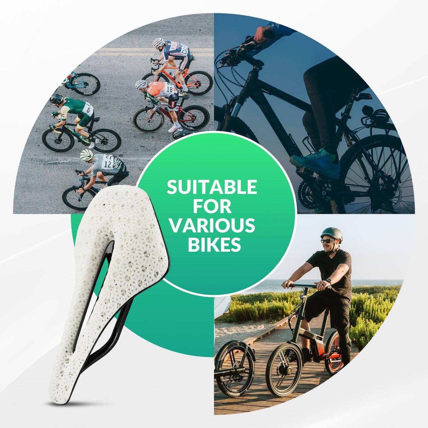 Selle de vélo de route en carbone imprimée en 3D, ultralégère, amortissante, ergonomique, ROCKBROS