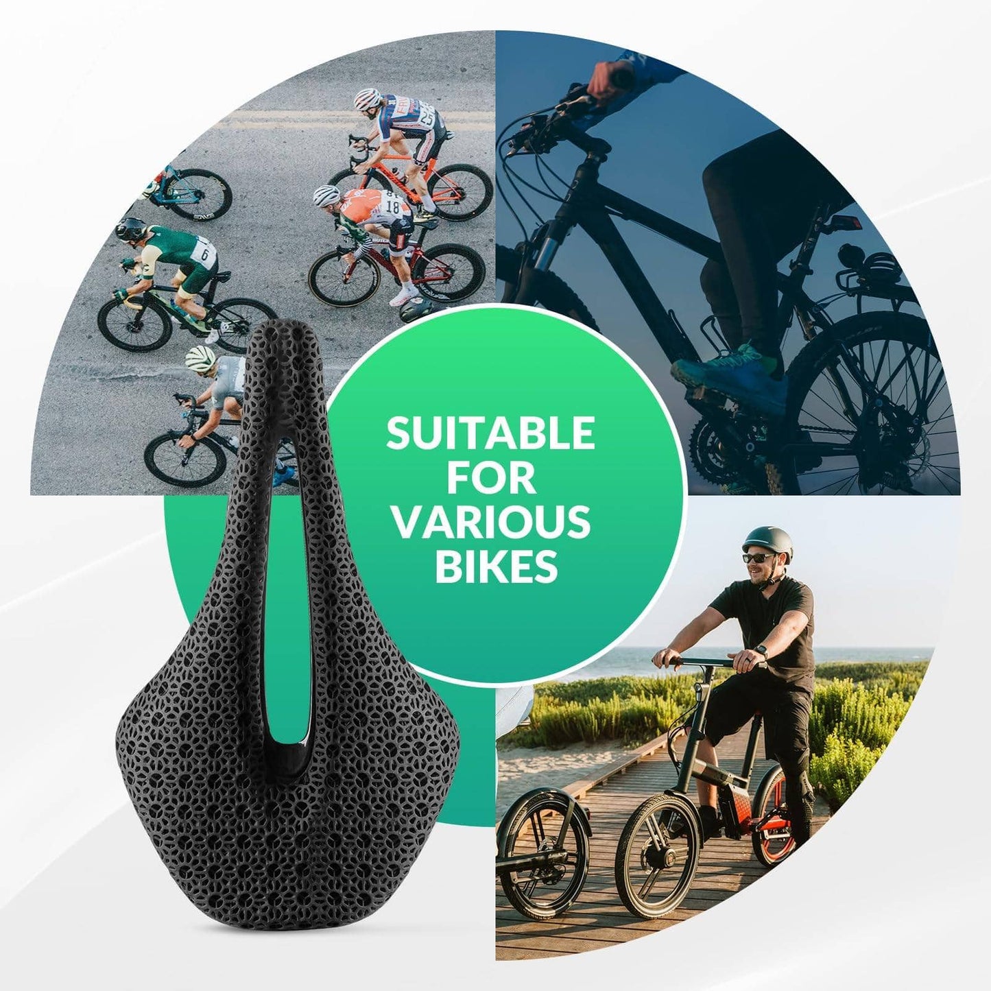 Selle de vélo de route en carbone imprimée en 3D, ultralégère, amortissante, ergonomique, ROCKBROS