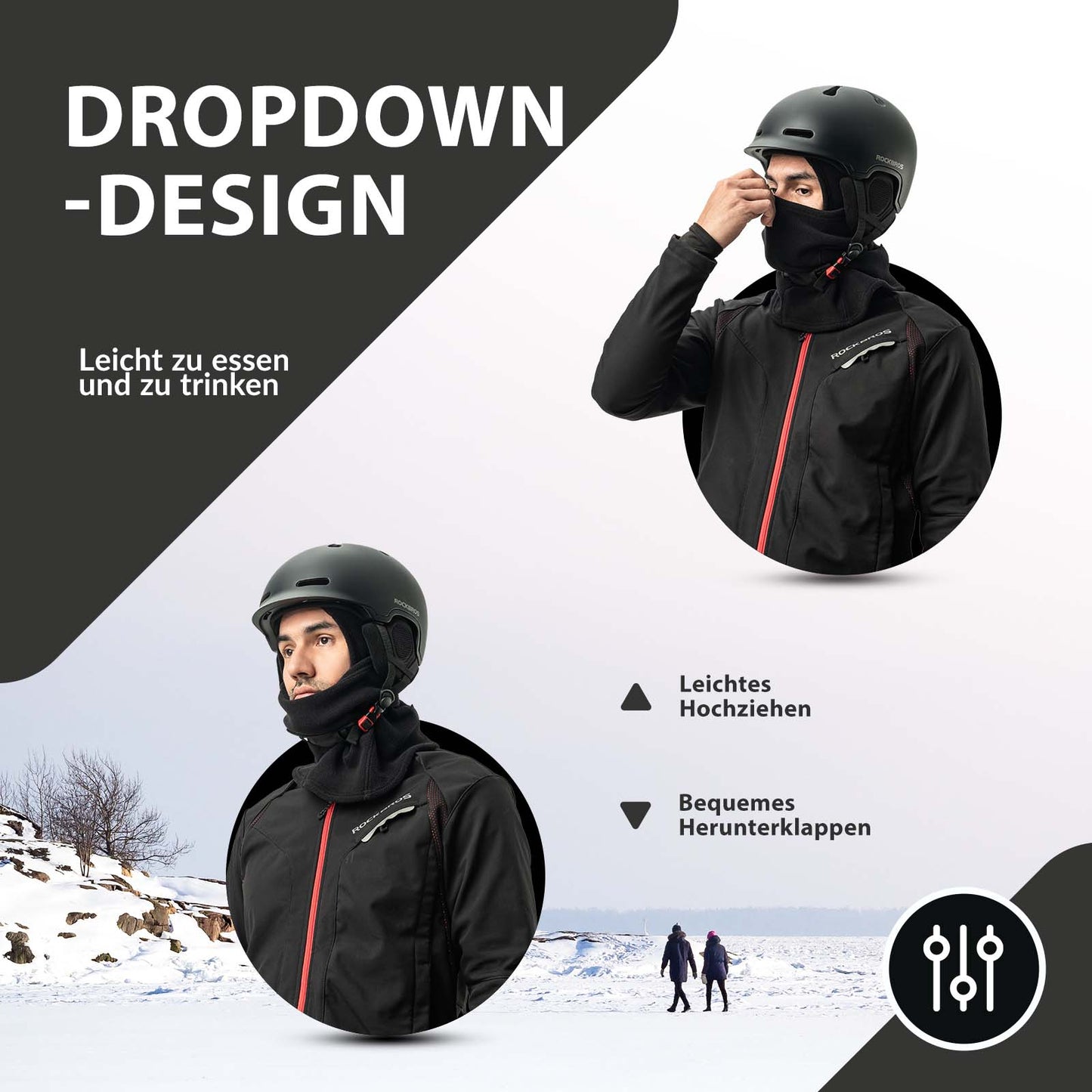 Cagoule d'hiver, masque de ski chaud, masque tempête unisexe, taille unique ROCKBROS