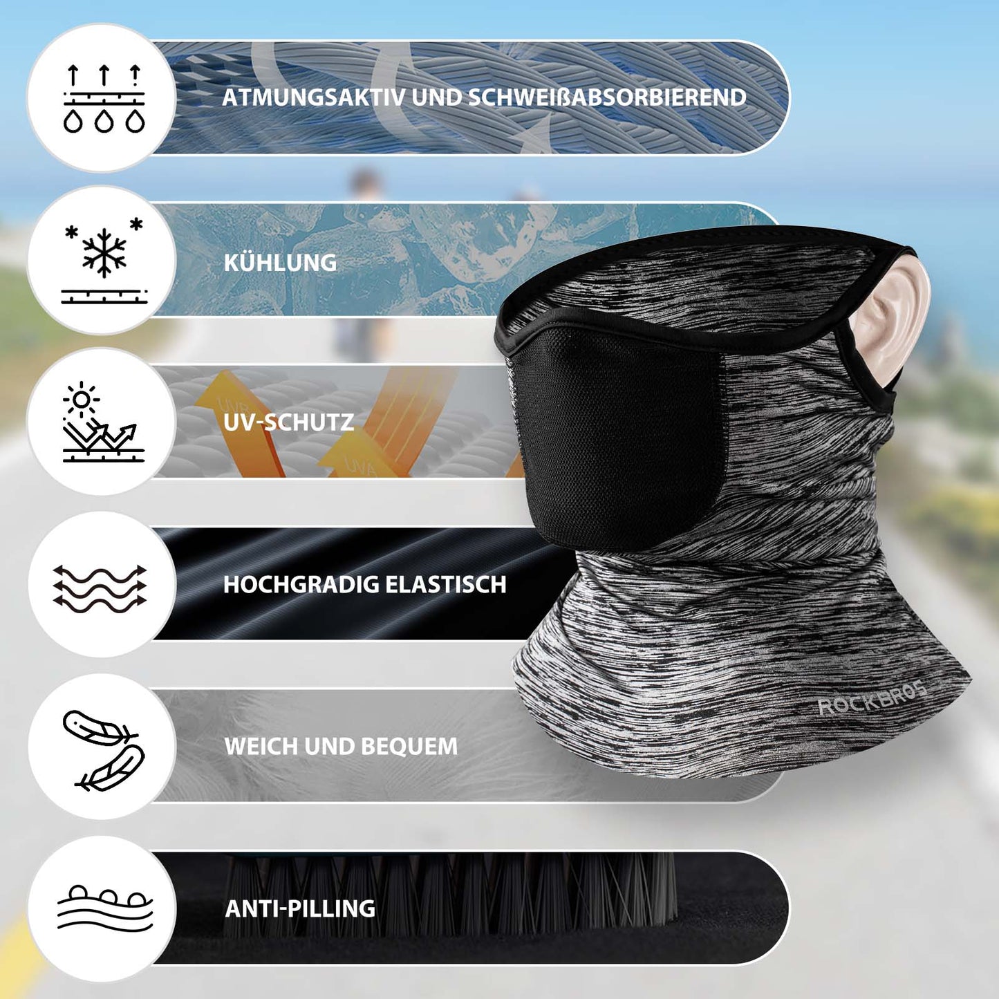 Cagoules multifonctionnelles respirantes, couvre-visage unisexe, ROCKBROS