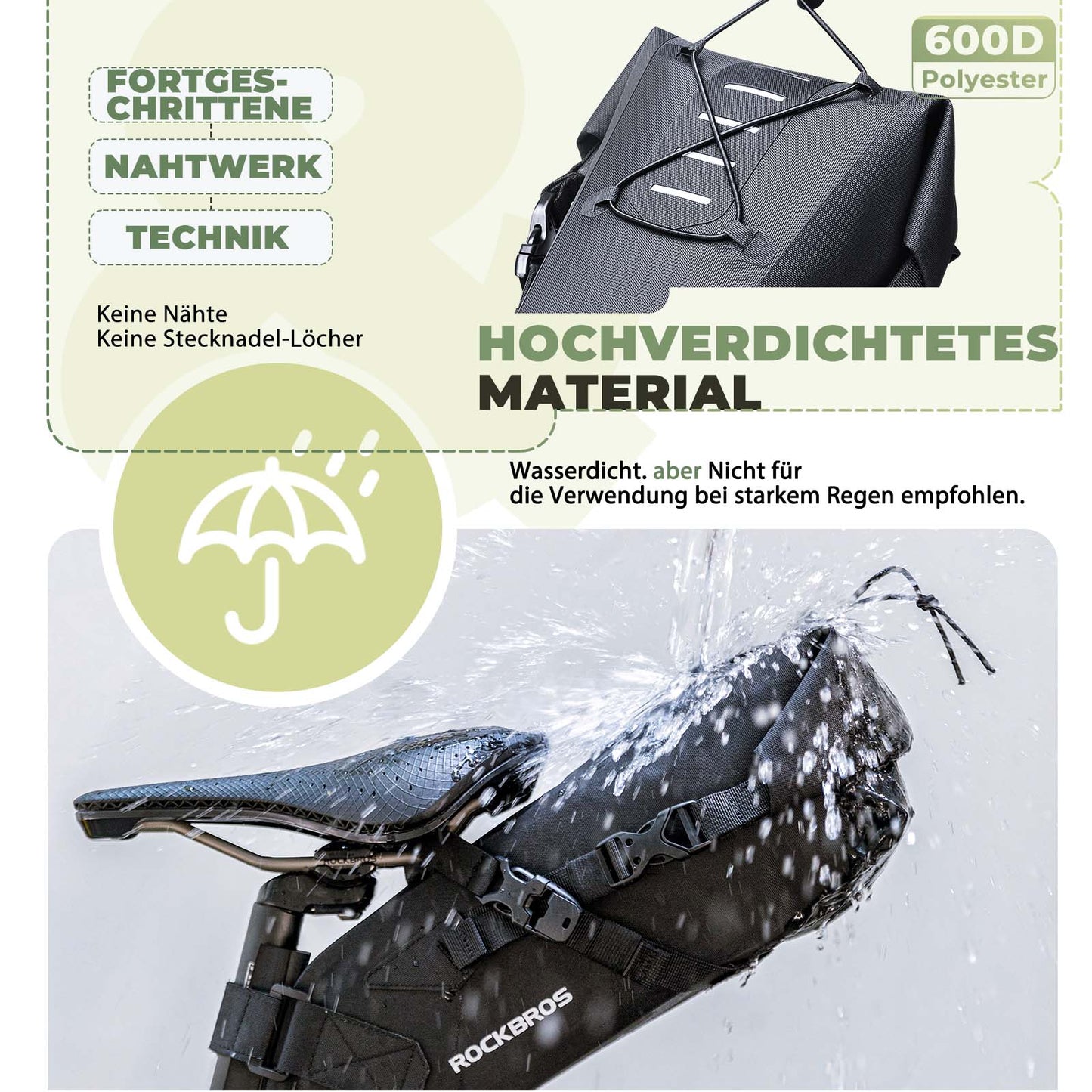 Sacoche de selle bikepacking 3 litres 100 % étanche en tissu TPU ROCKBROS