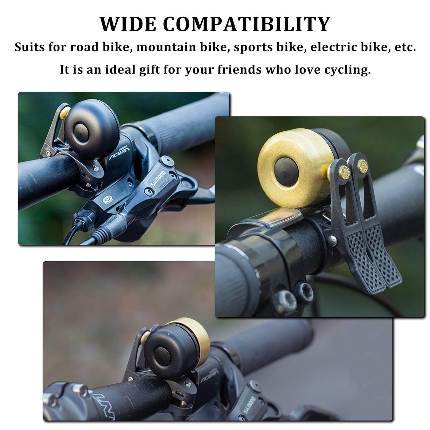 Sonnette de vélo classique en laiton, mini sonnettes de vélo, sonnerie 1-2, ROCKBROS
