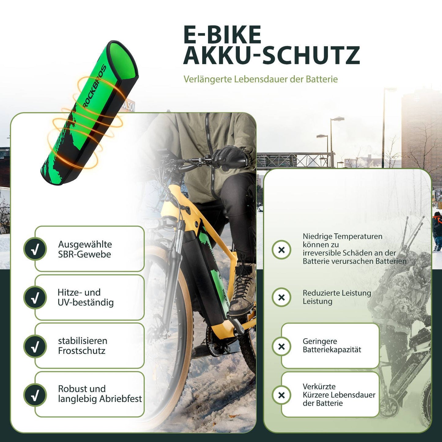 Protection de peinture pour batterie de vélo électrique intégrée au cadre, protection contre le froid, ROCKBROS