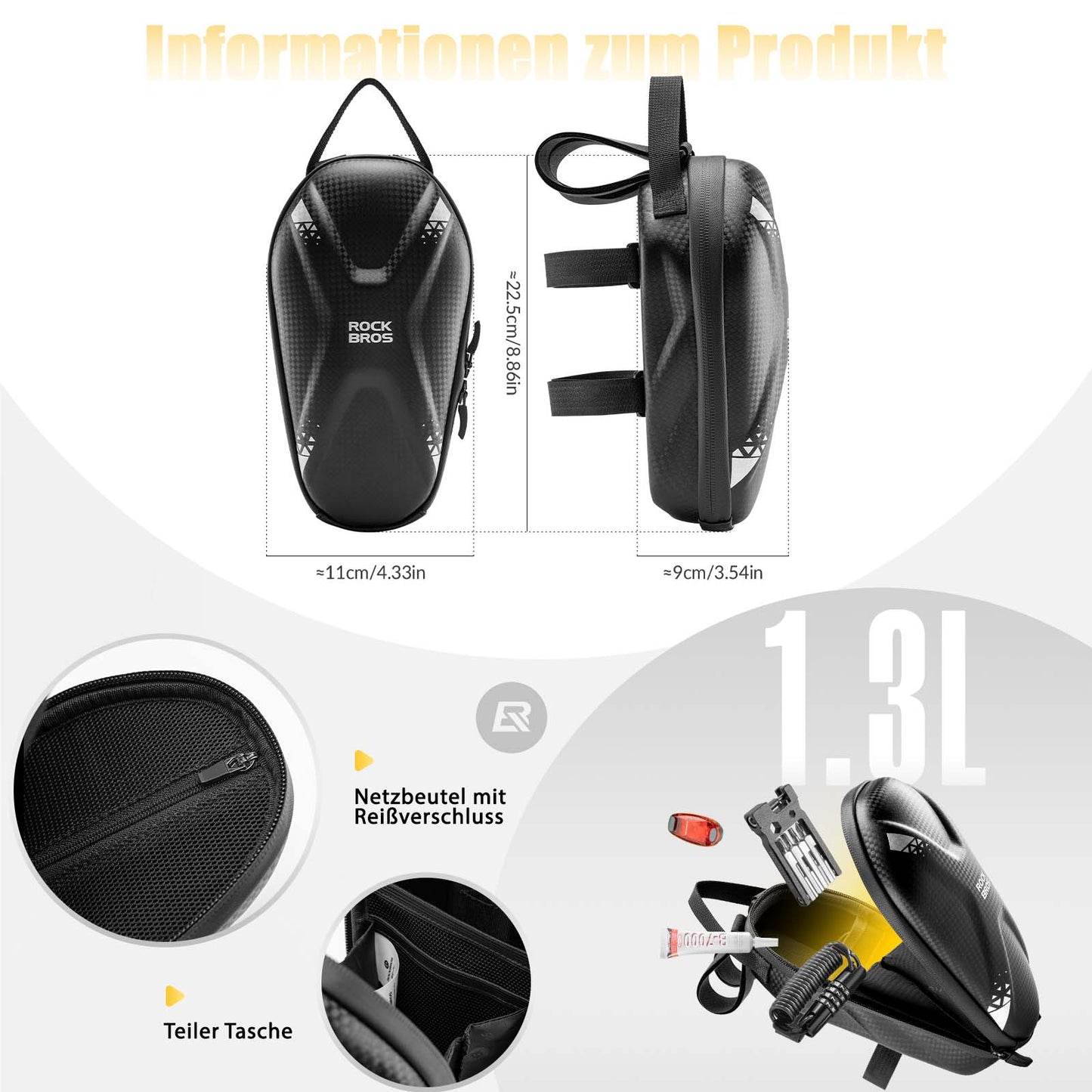 Sacoche de guidon pour trottinette électrique, sacoche avant étanche avec ports USB, ROCKBROS