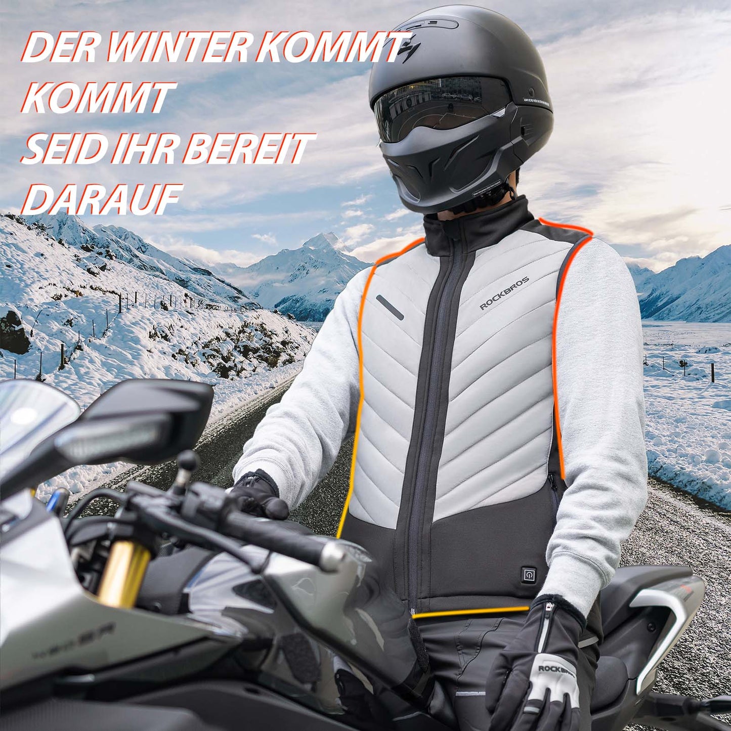 Gilet chauffant électrique ROCKBROS avec 3 réglages de température pour hommes/femmes