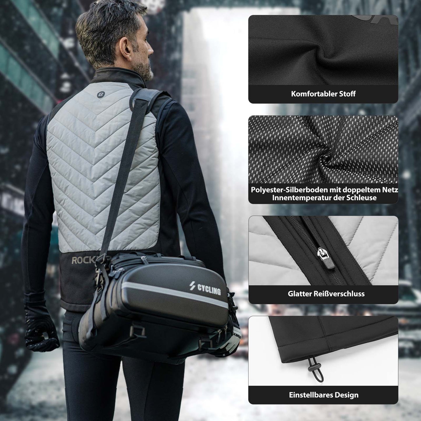 Gilet chauffant électrique ROCKBROS avec 3 réglages de température pour hommes/femmes