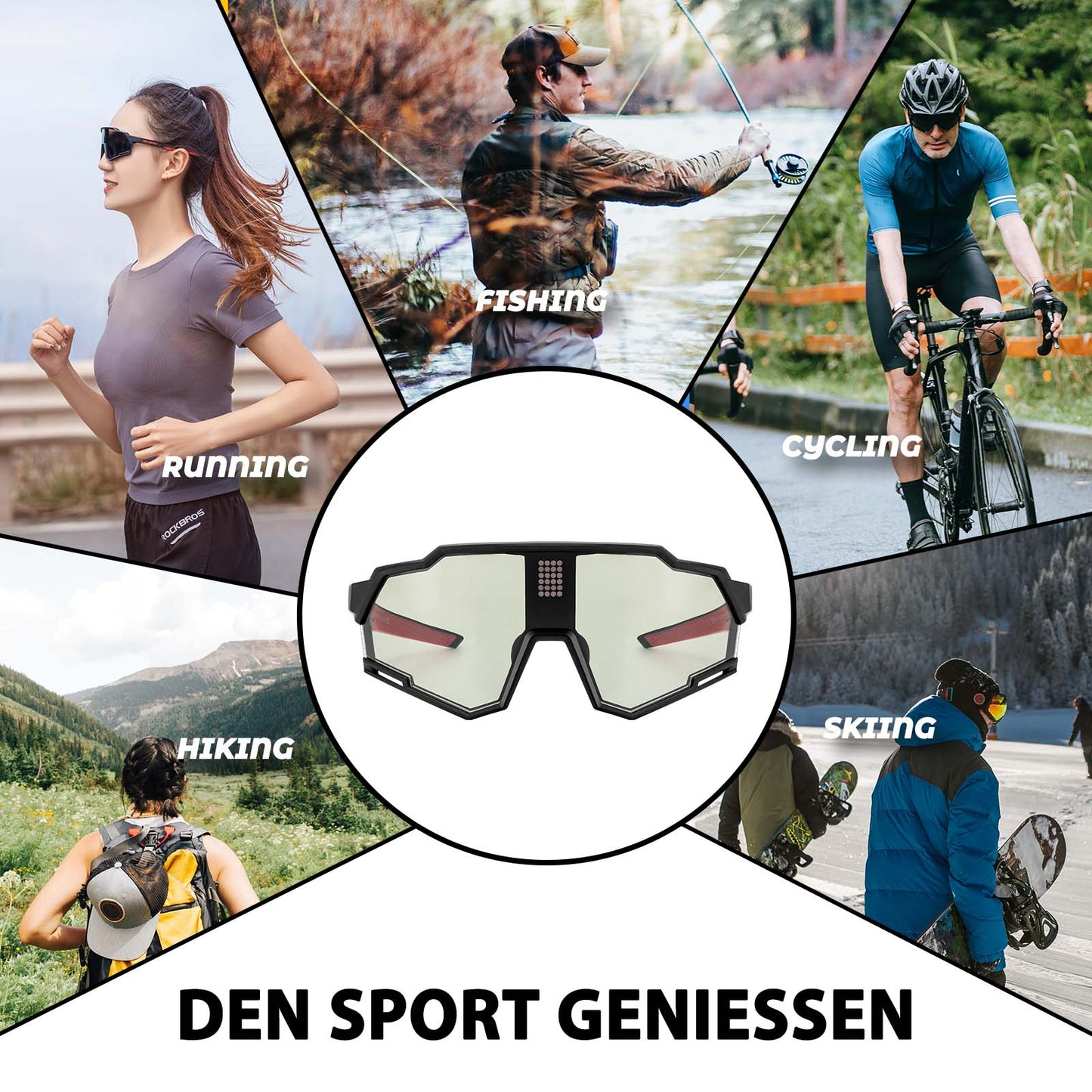 Lunettes photochromiques électroniques, lunettes de cyclisme intelligentes ROCKBROS