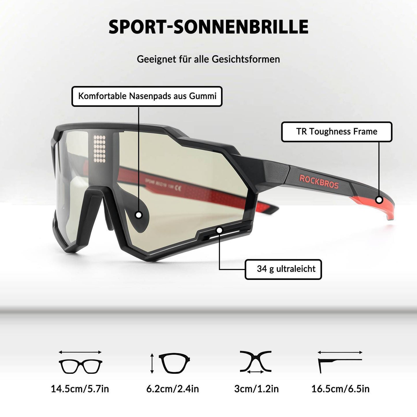 Lunettes photochromiques électroniques, lunettes de cyclisme intelligentes ROCKBROS