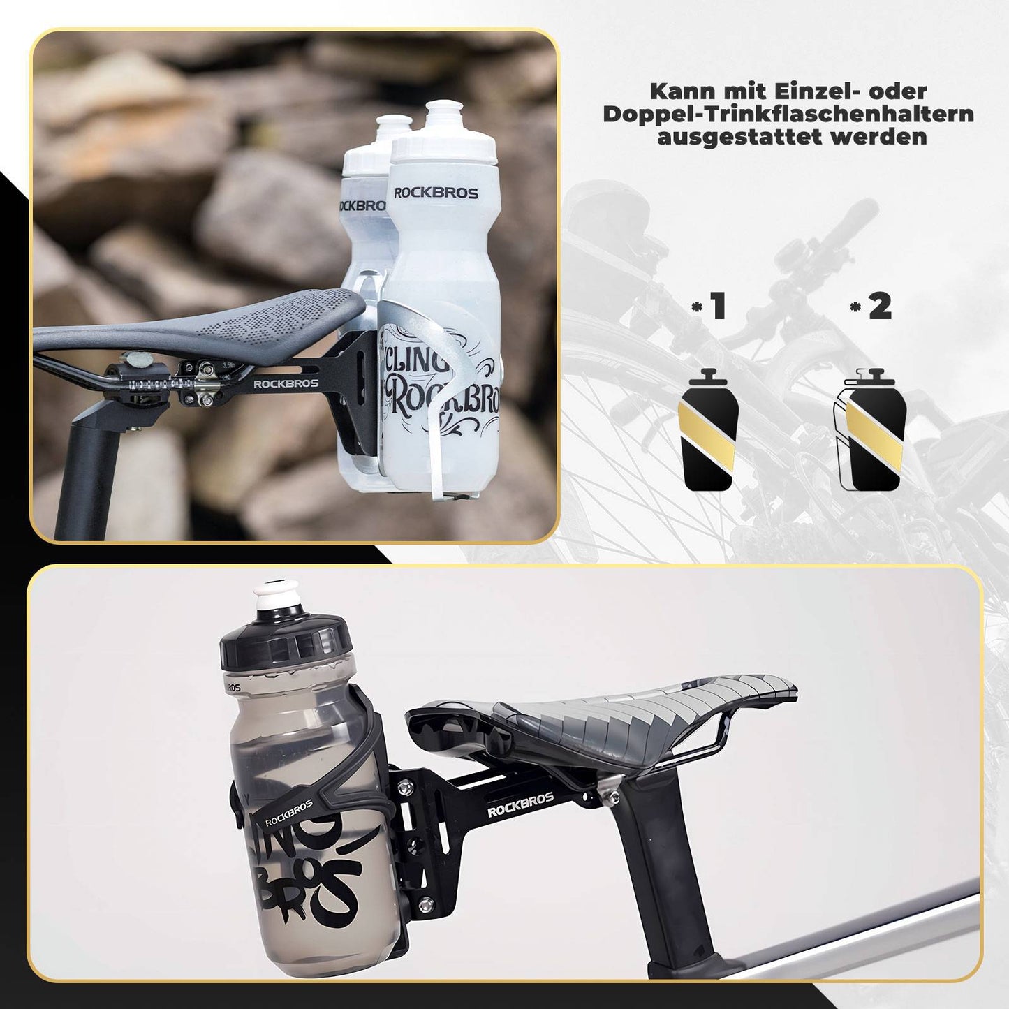 Adaptateur porte-bidon pour vélo, support réglable en aluminium ROCKBROS