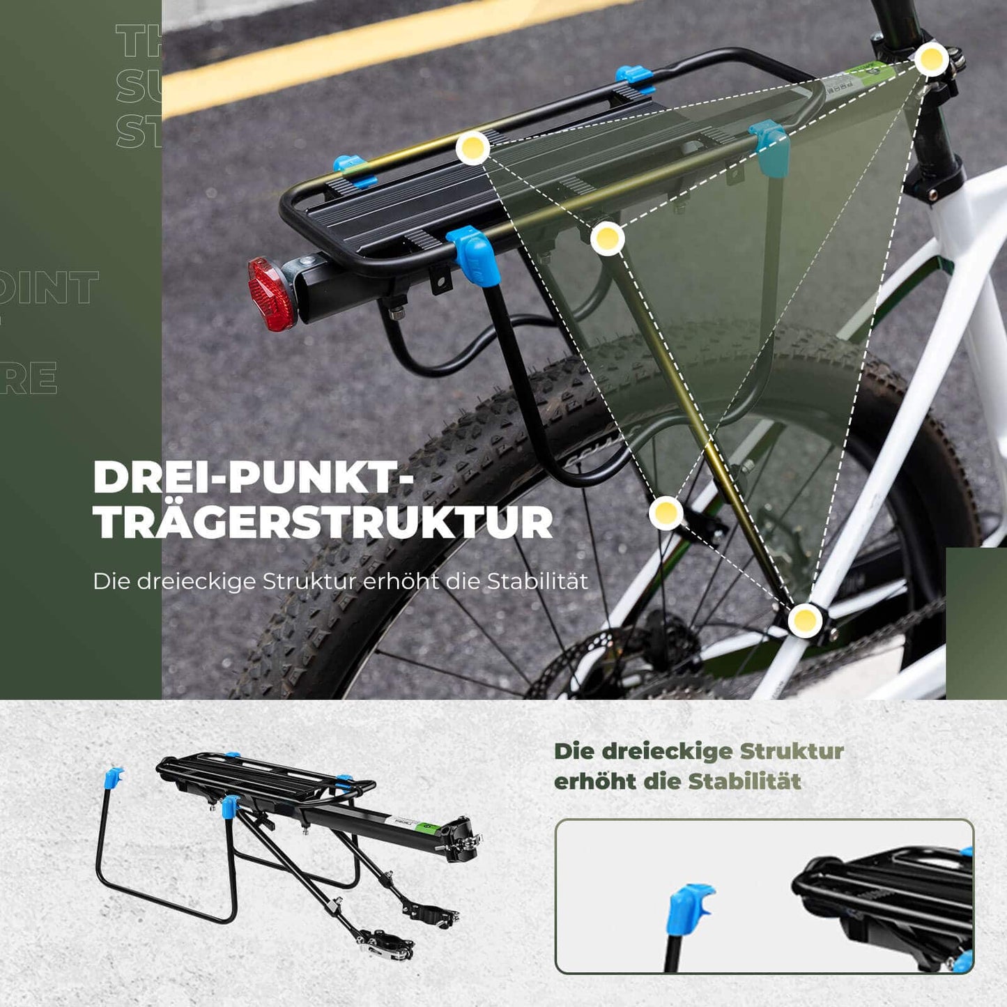 Porte-bagages de vélo avec réflecteur et fixation rapide, 24-29 pouces, ROCKBROS