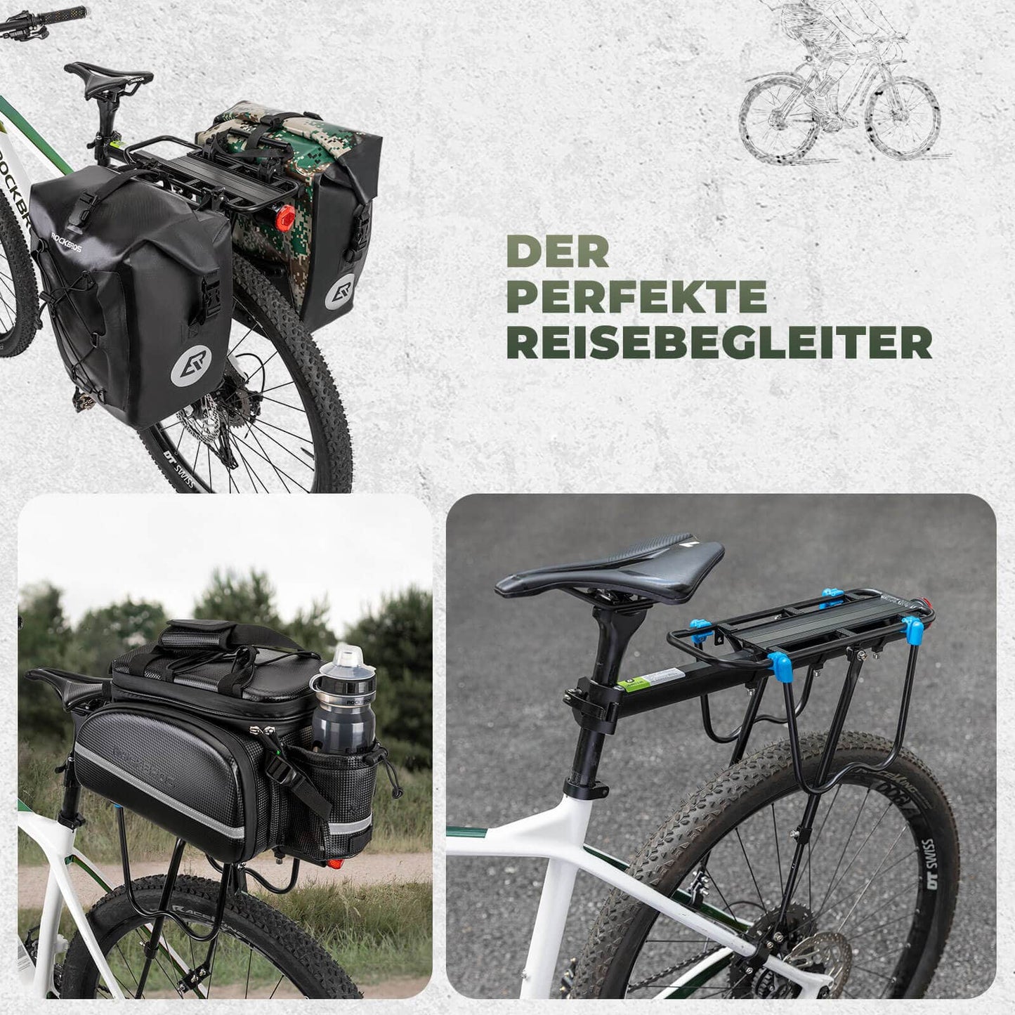Porte-bagages de vélo avec réflecteur et fixation rapide, 24-29 pouces, ROCKBROS
