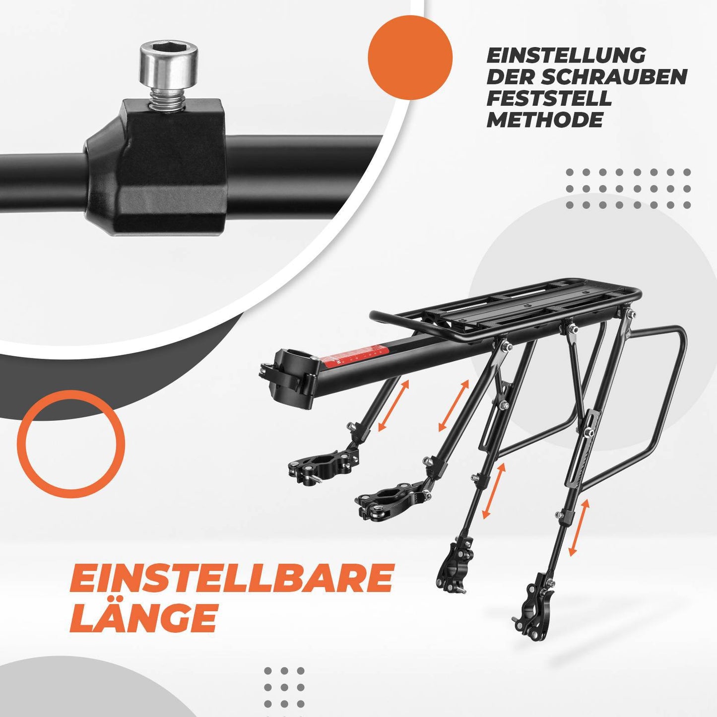 Porte-bagages de vélo réglable avec système de fixation rapide et réflecteur, ROCKBROS