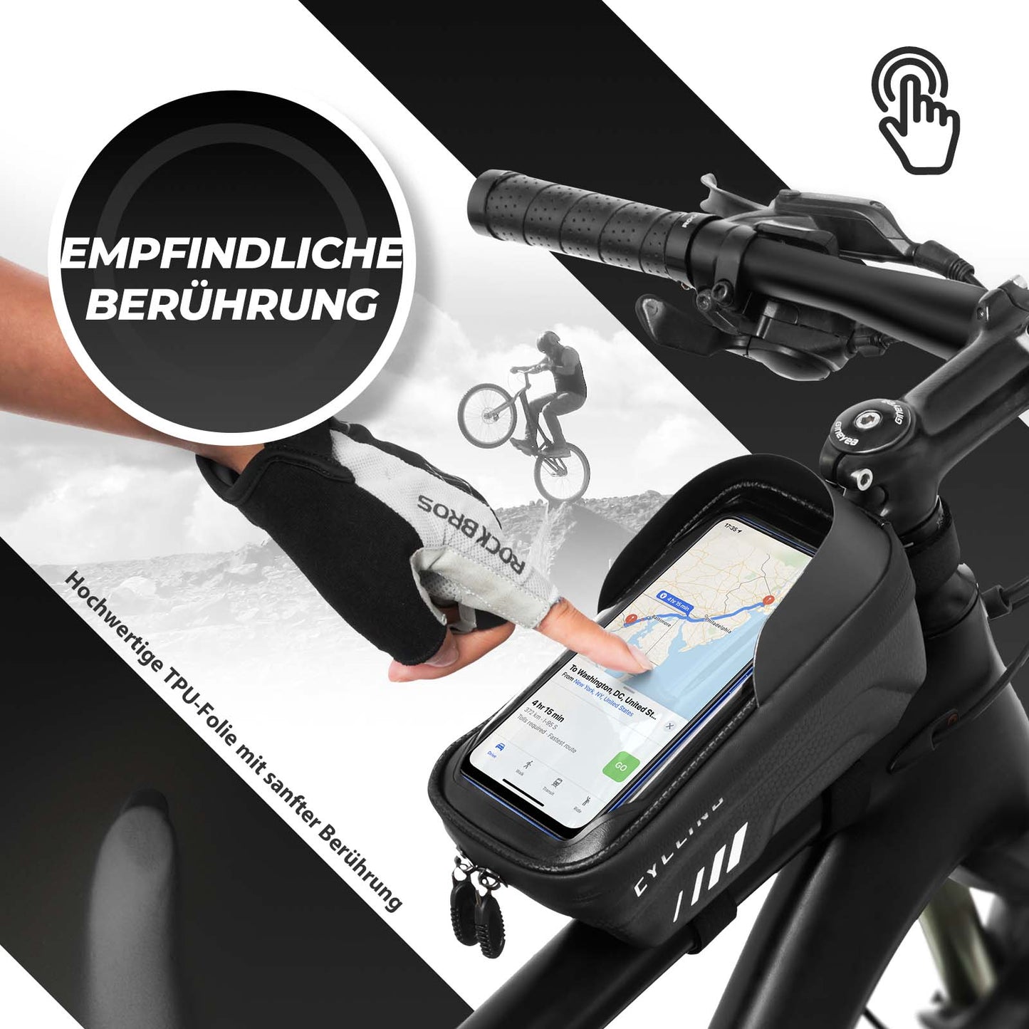 Sacoche de téléphone pour vélo, support de téléphone, compatible avec les écrans tactiles, 6,7 pouces, ROCKBROS