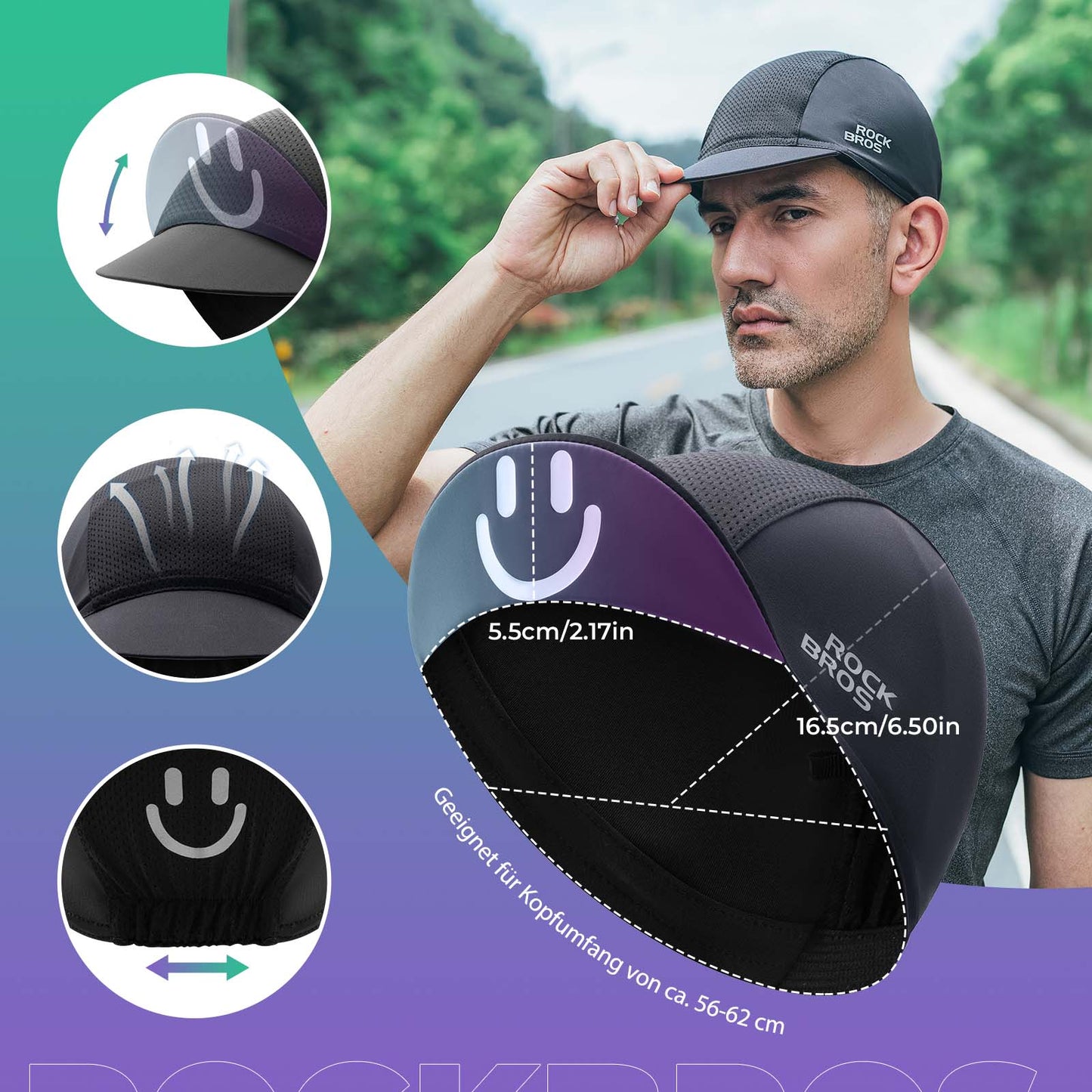 Casquette de cyclisme d'été, anti-transpirante, légère, unisexe, ROCKBROS
