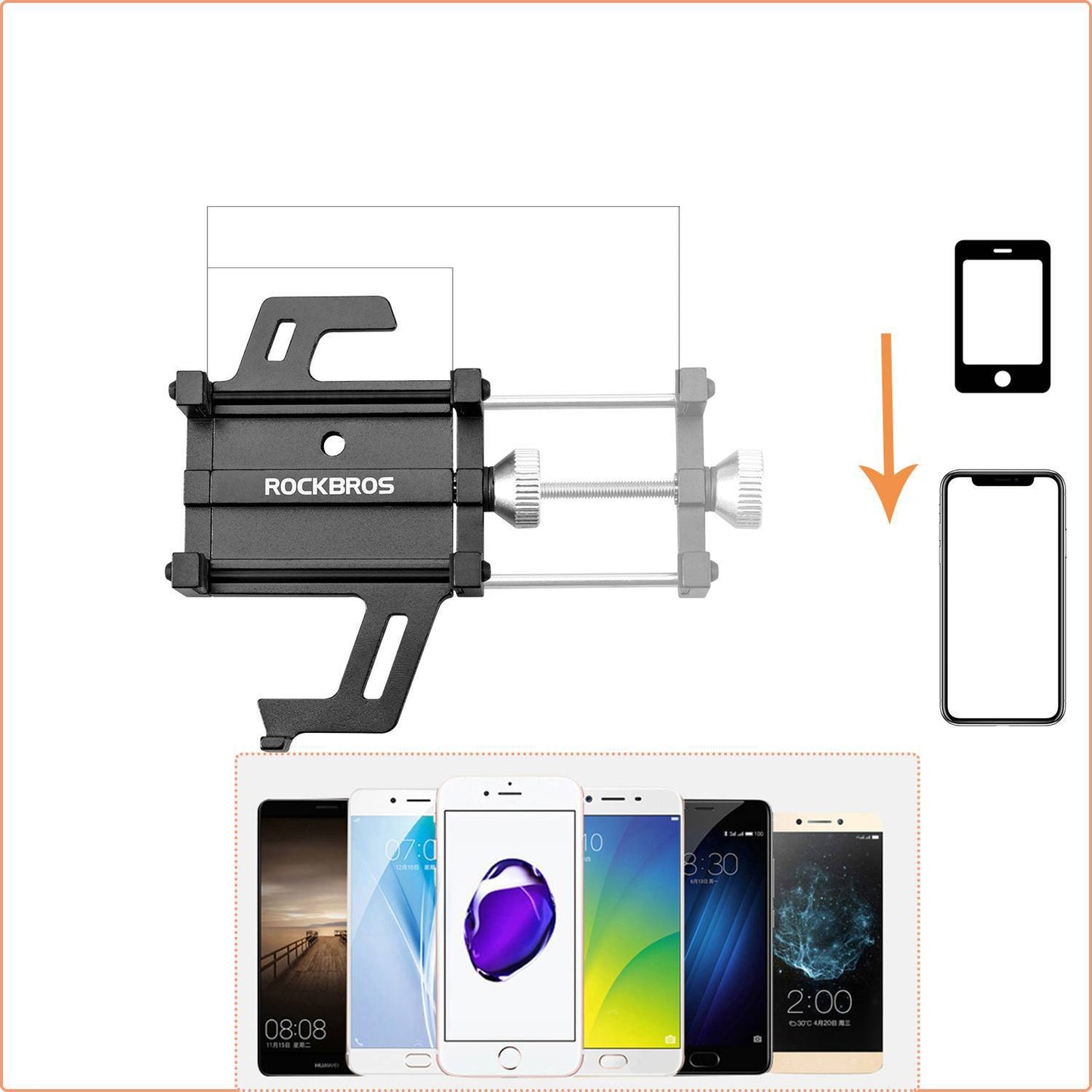 Support de téléphone pour vélo/moto avec clip rotatif à 360° ROCKBROS