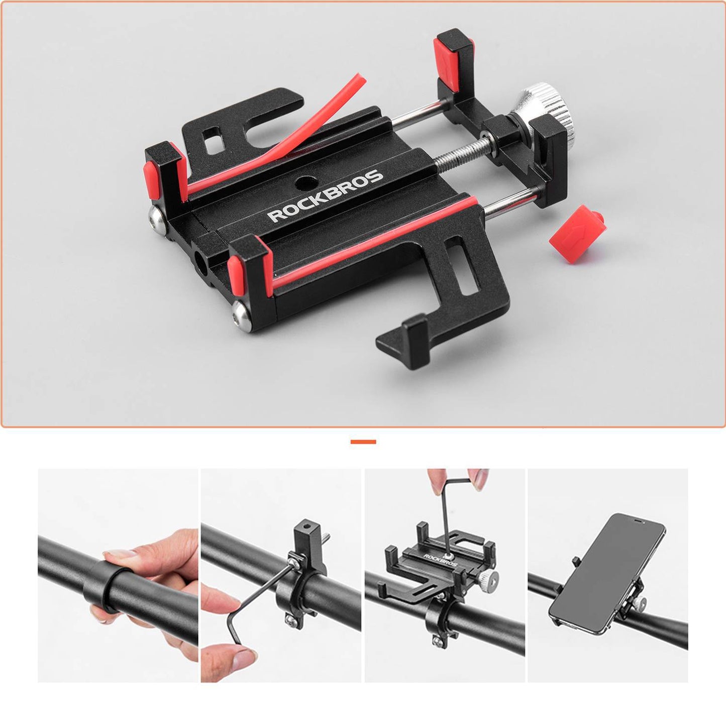 Support de téléphone pour vélo/moto avec clip rotatif à 360° ROCKBROS
