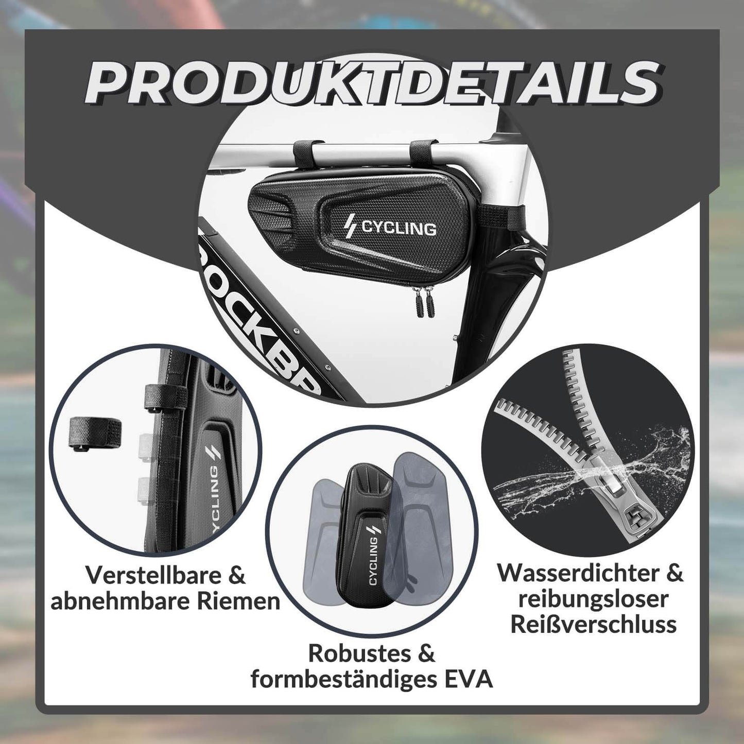 Sacoche de cadre de vélo 1,5 L triangulaire étanche ROCKBROS