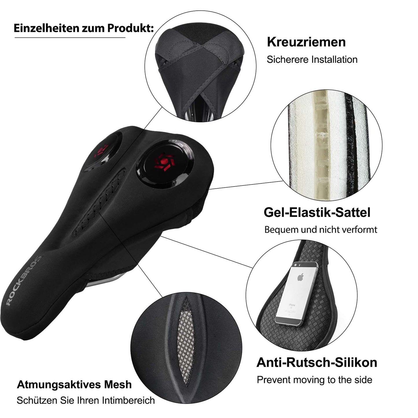 Housse de selle de vélo en gel noir ROCKBROS