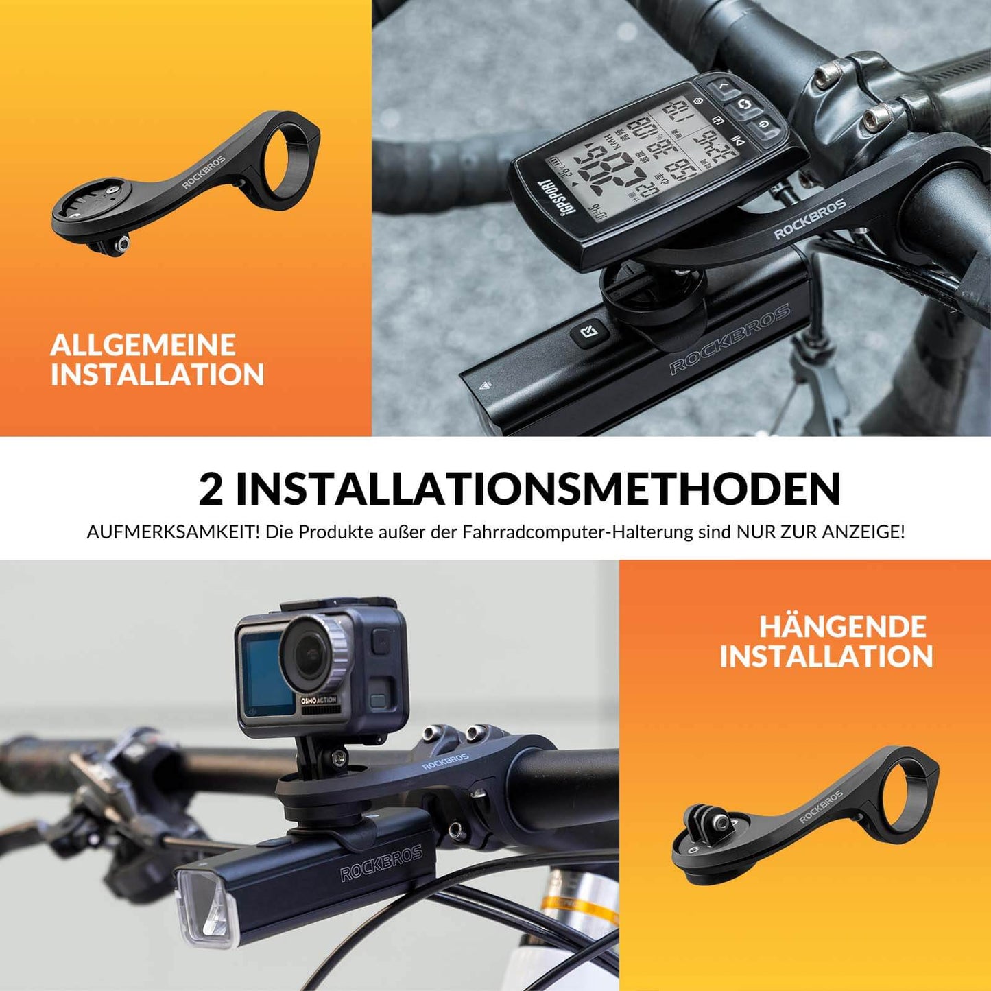 Support de compteur de vélo compatible Garmin/iGPSPORT pour guidons de 32 à 35 mm ROCKBROS