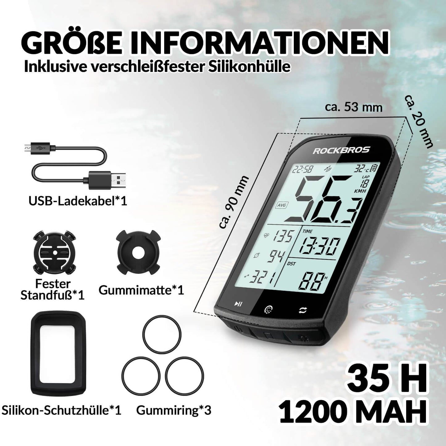 Compteur GPS sans fil étanche pour vélo avec compteur de vitesse et odomètre ROCKBROS