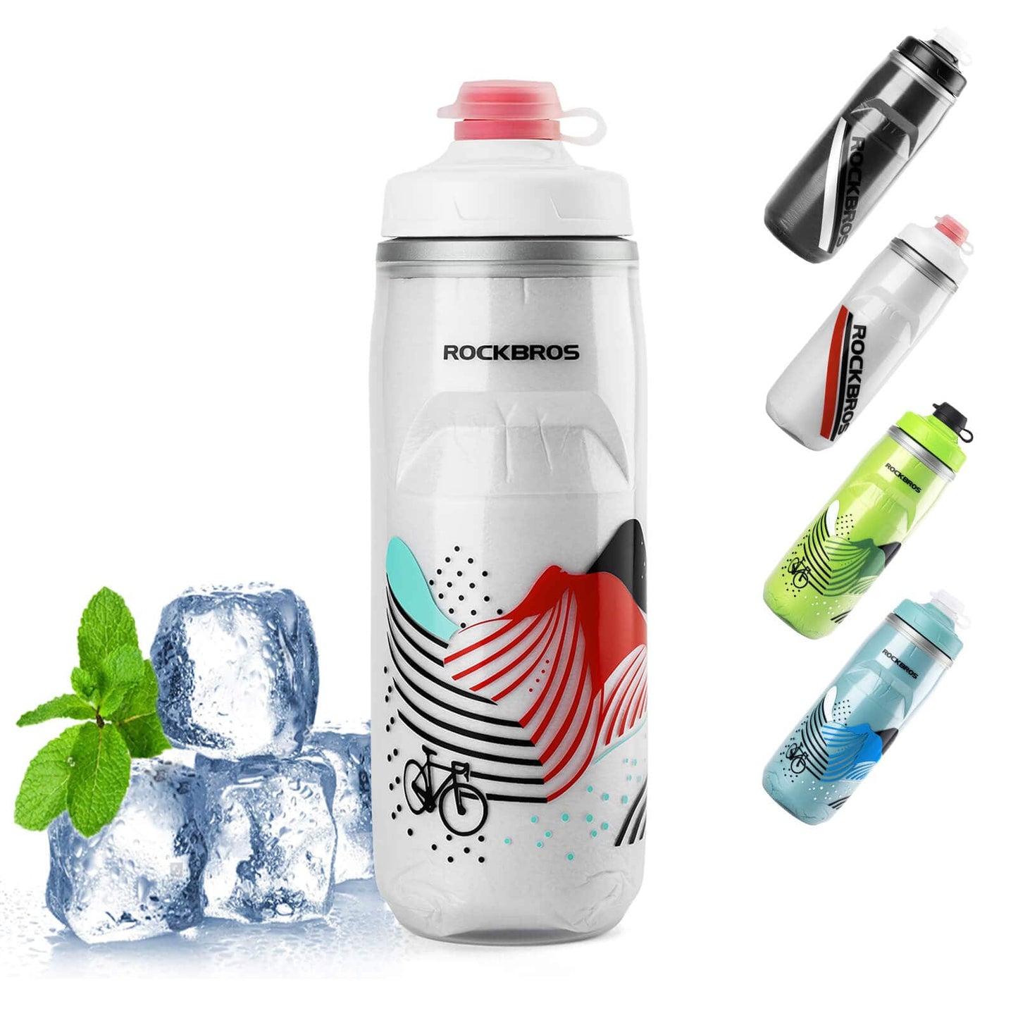 Gourde de cyclisme de 620 ml, gourde de sport avec fonction de refroidissement de 5 heures, ROCKBROS