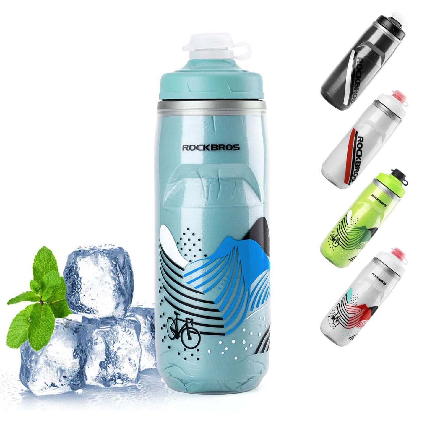 Gourde de cyclisme de 620 ml, gourde de sport avec fonction de refroidissement de 5 heures, ROCKBROS