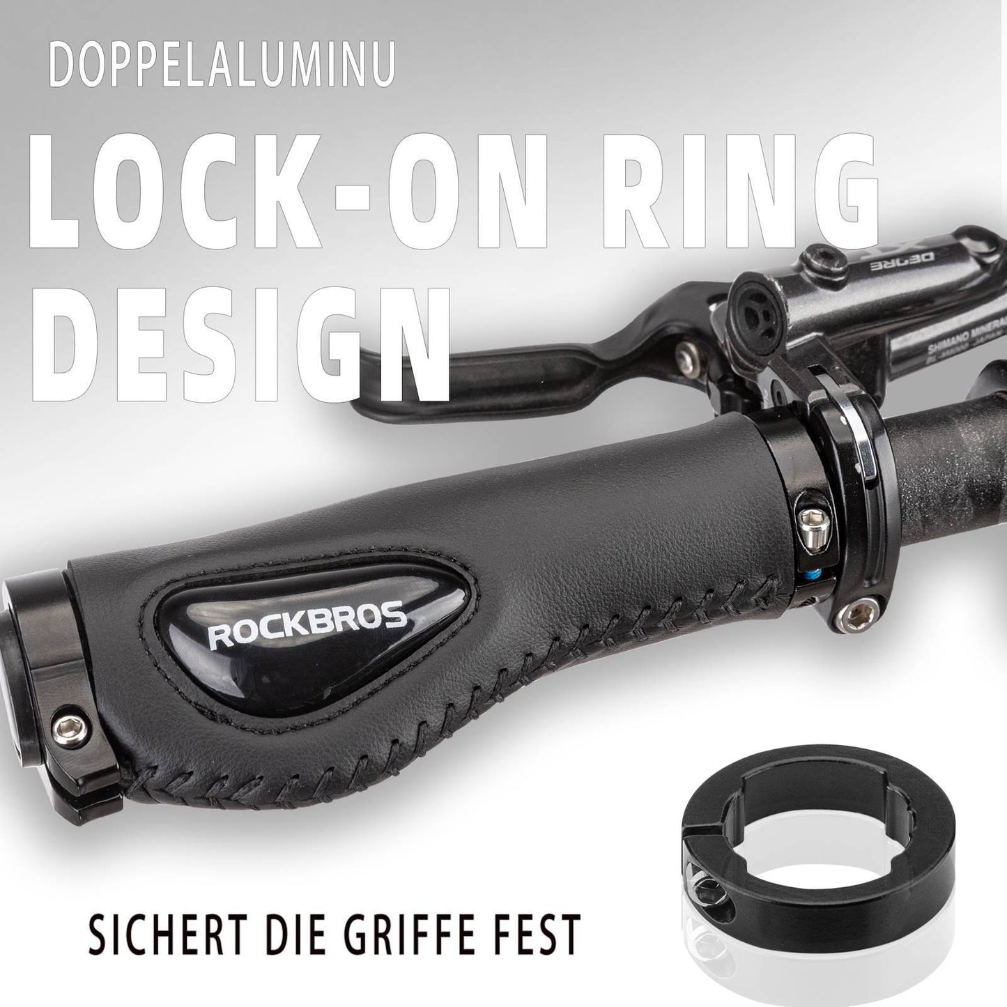 Poignées de vélo en cuir pour guidon de 22,2 mm de diamètre, ROCKBROS