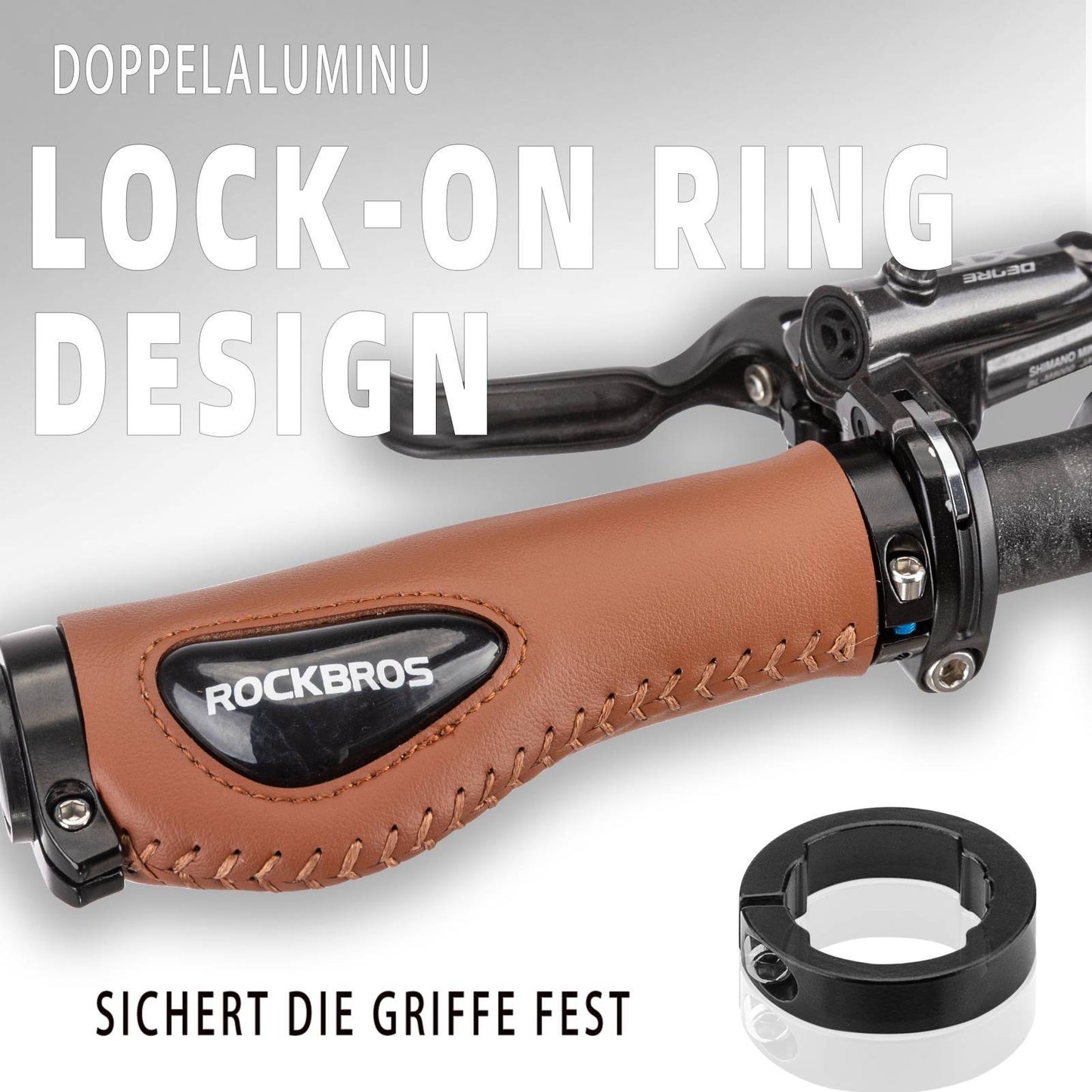 Poignées de vélo en cuir pour guidon de 22,2 mm de diamètre, ROCKBROS