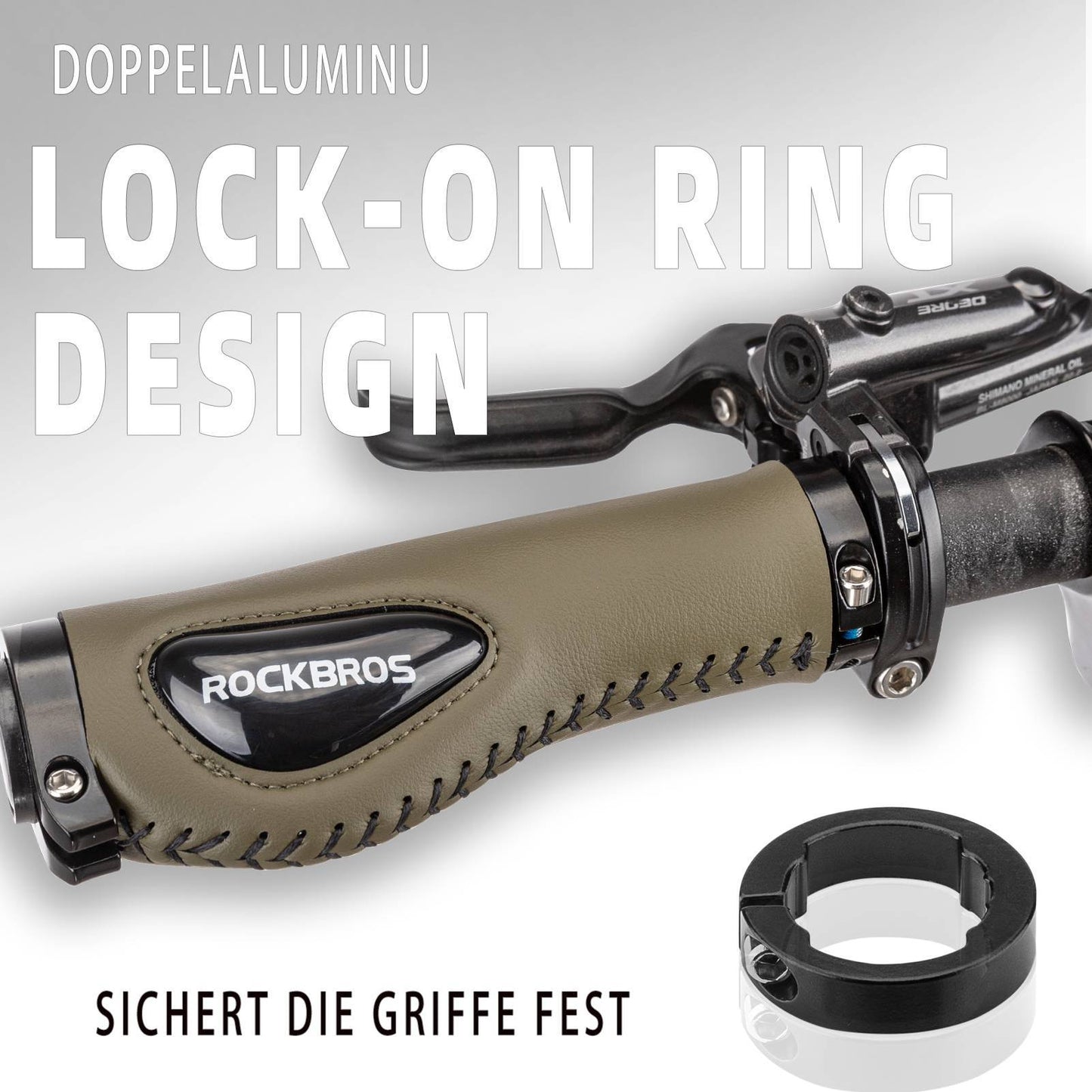 Poignées de vélo en cuir pour guidon de 22,2 mm de diamètre, ROCKBROS