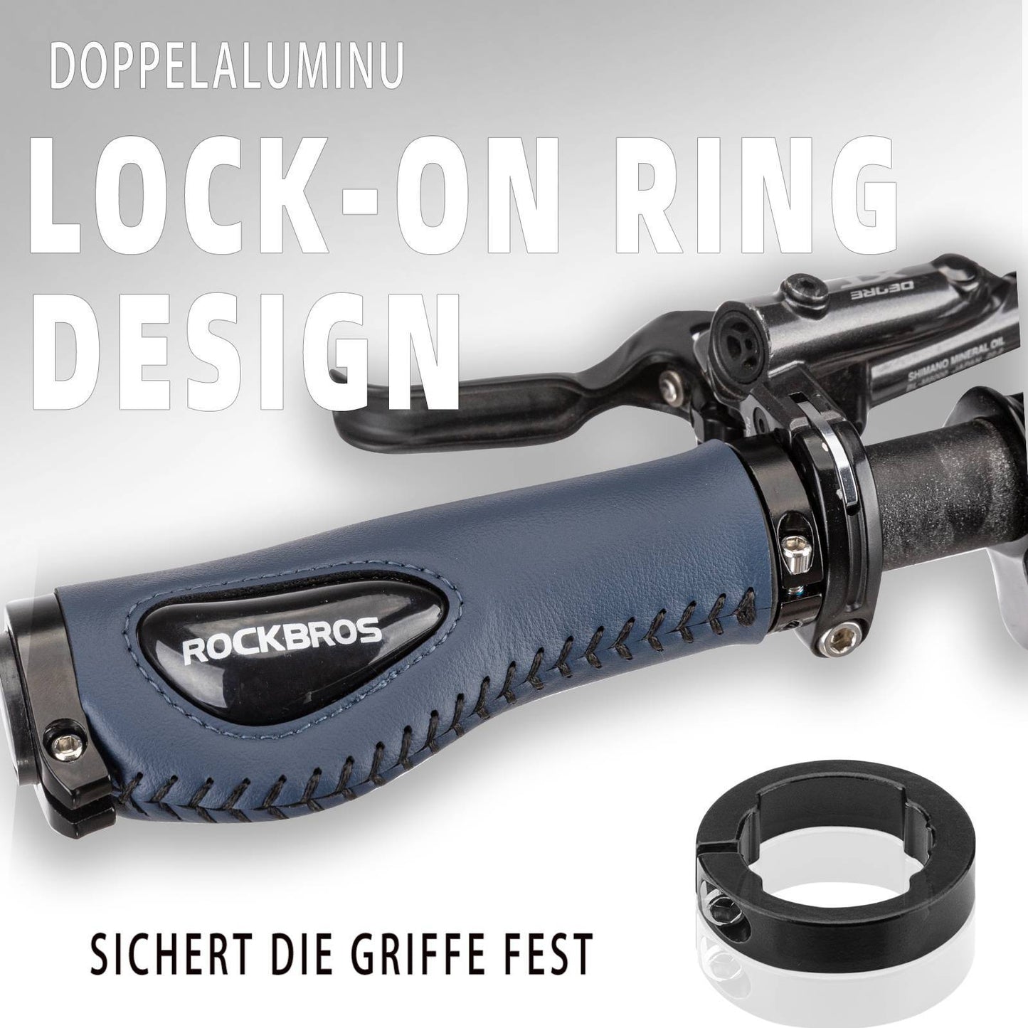 Poignées de vélo en cuir pour guidon de 22,2 mm de diamètre, ROCKBROS