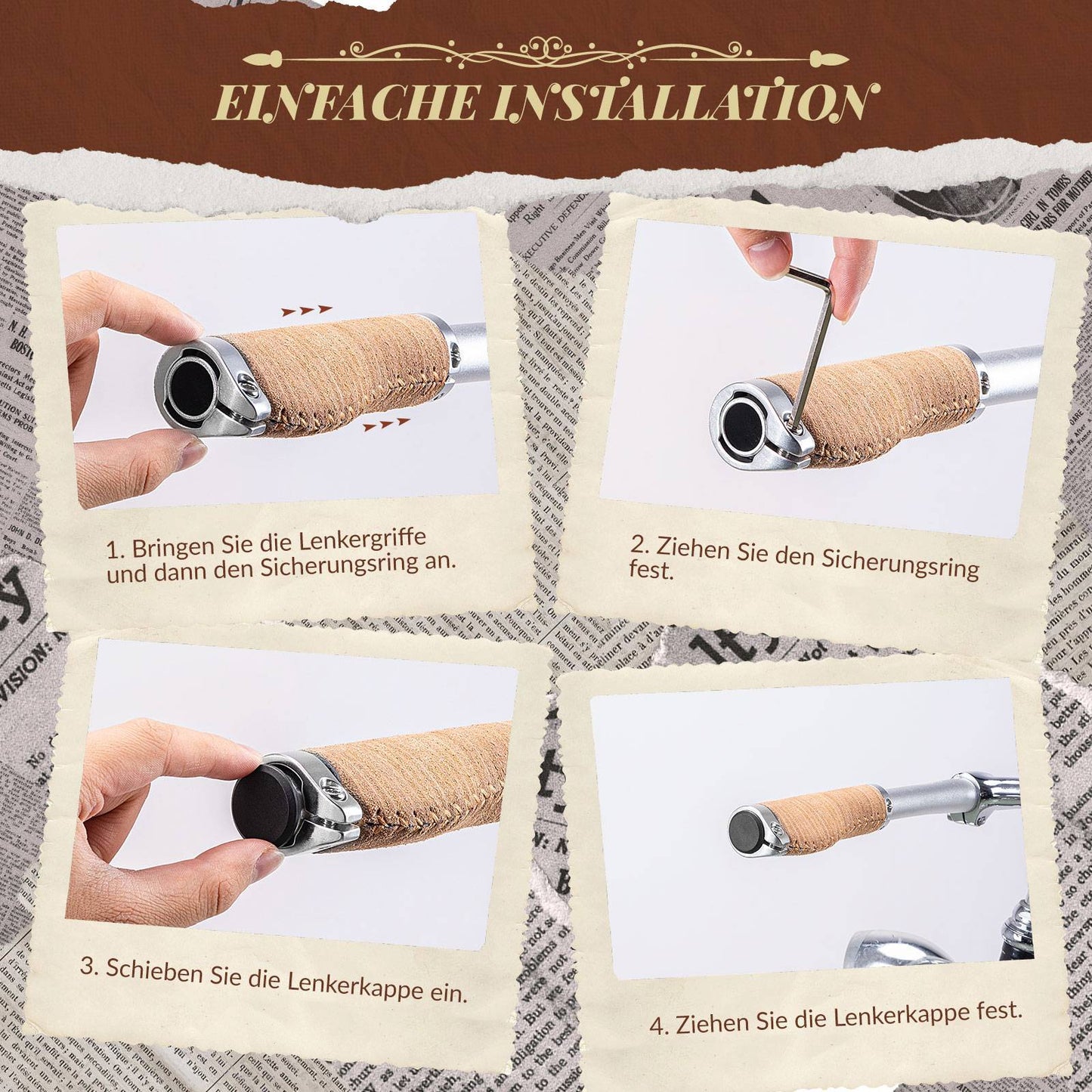 Poignées de guidon VTT rétro, design ergonomique, ROCKBROS
