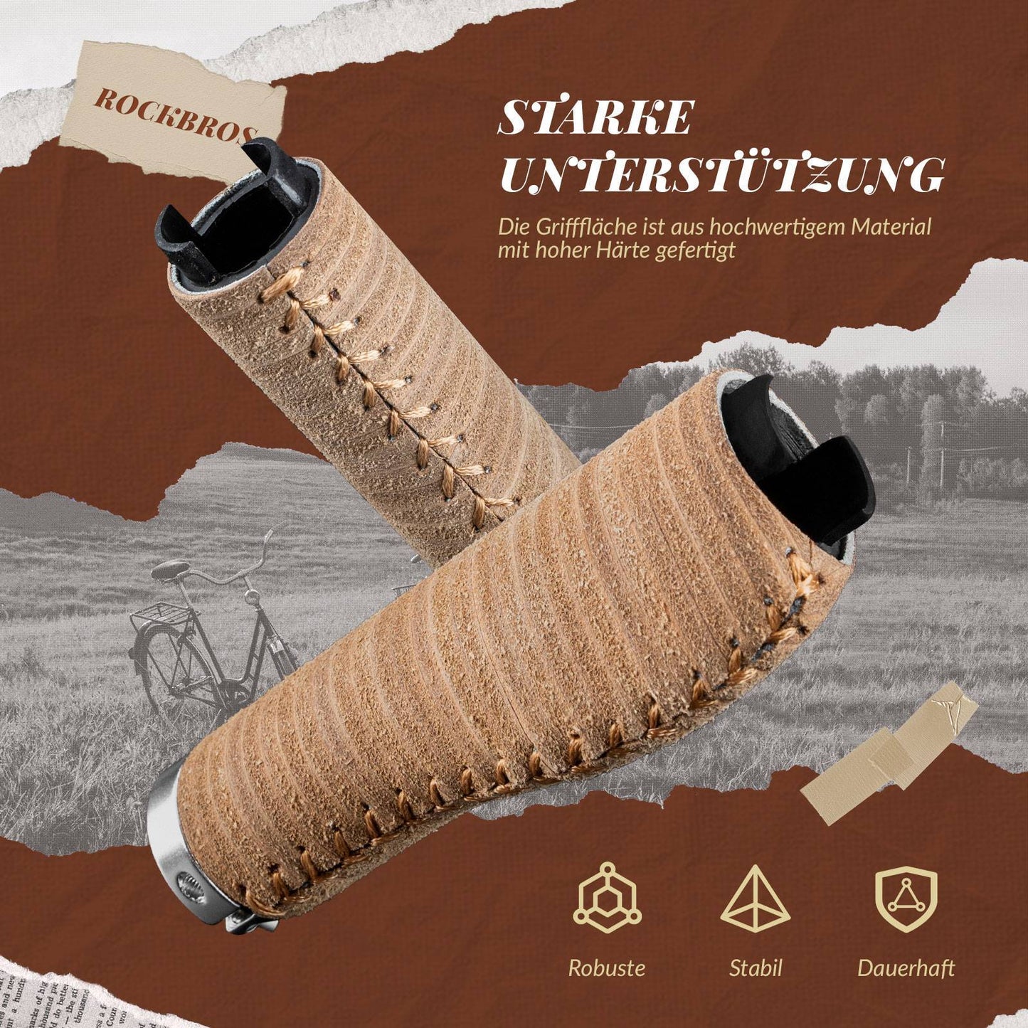 Poignées de guidon VTT rétro, design ergonomique, ROCKBROS