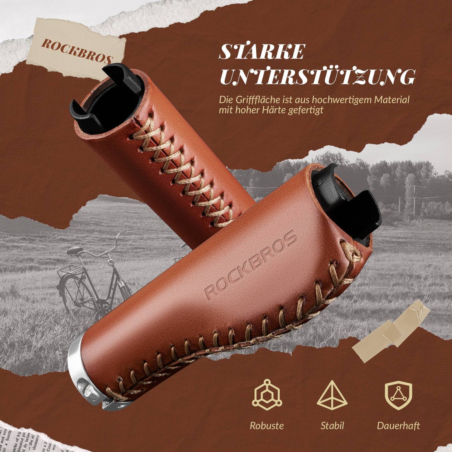 Poignées de guidon VTT rétro, design ergonomique, ROCKBROS