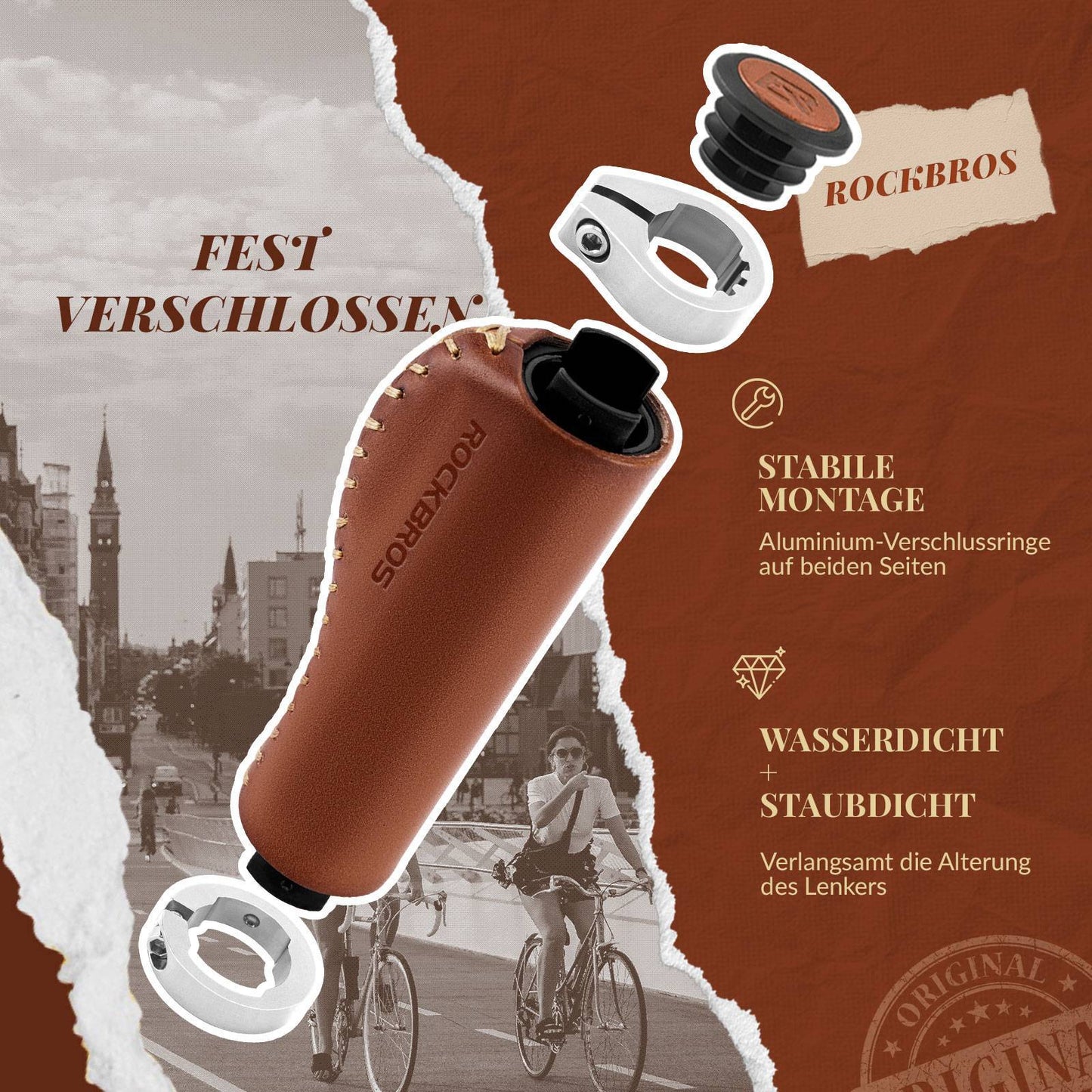 Poignées de guidon VTT rétro, design ergonomique, ROCKBROS