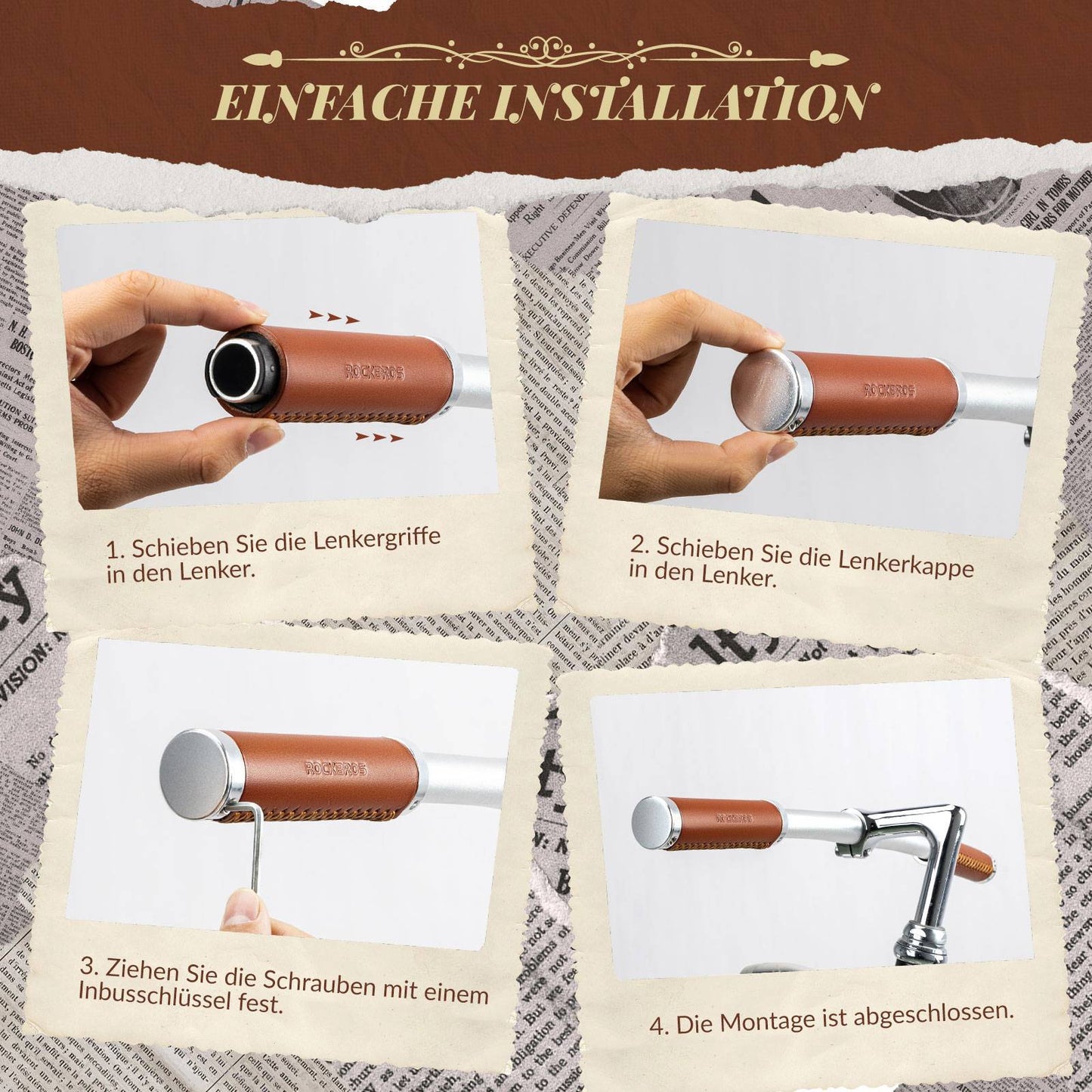 Poignées de guidon VTT rétro, design ergonomique, ROCKBROS
