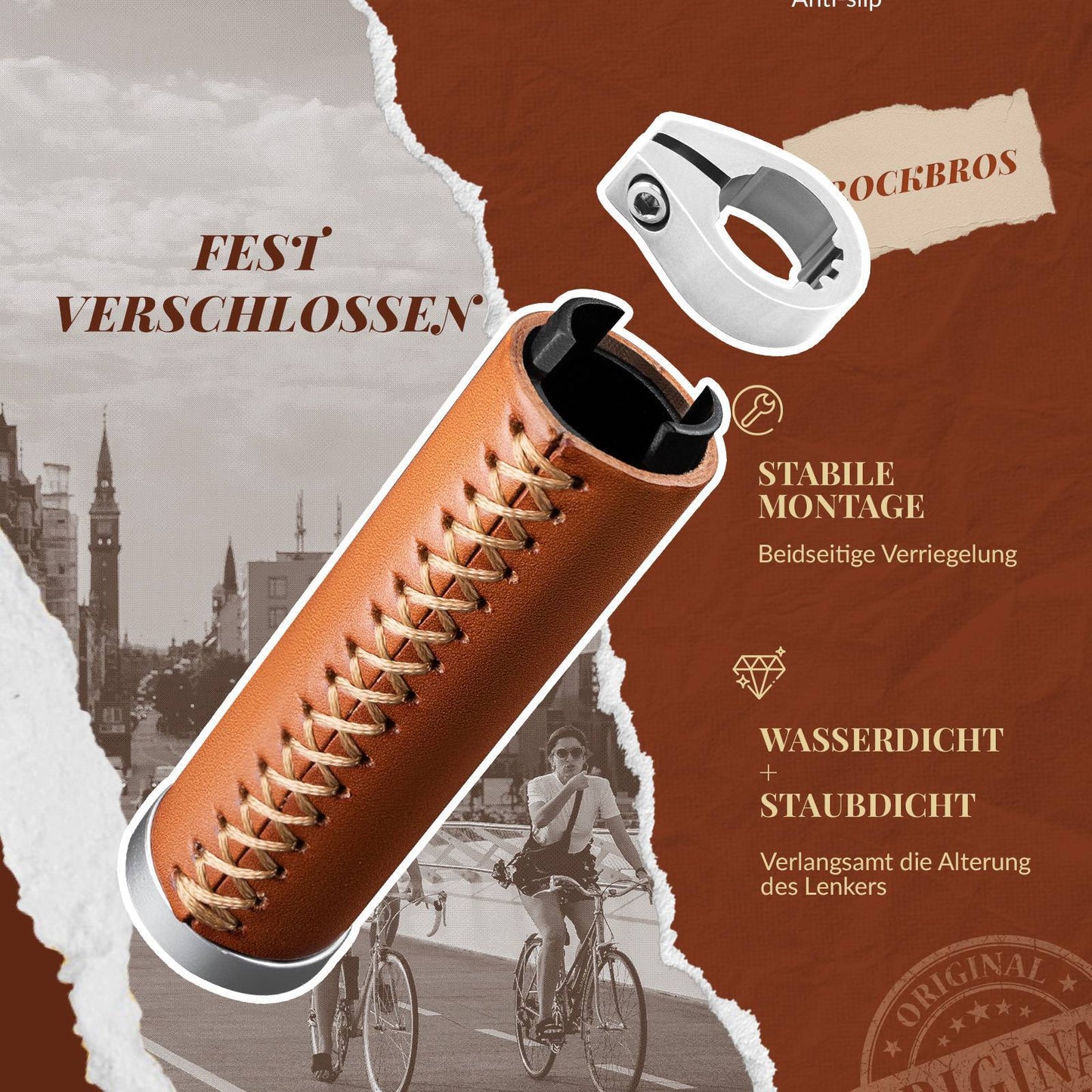 Poignées de guidon VTT rétro, design ergonomique, ROCKBROS