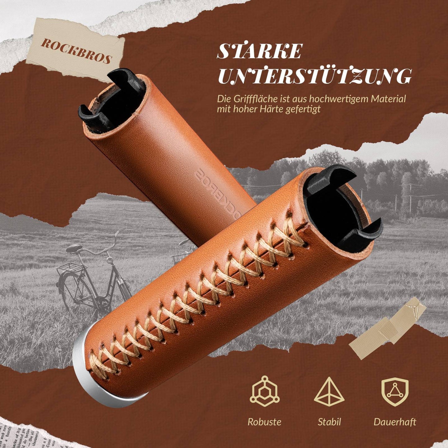 Poignées de guidon VTT rétro, design ergonomique, ROCKBROS