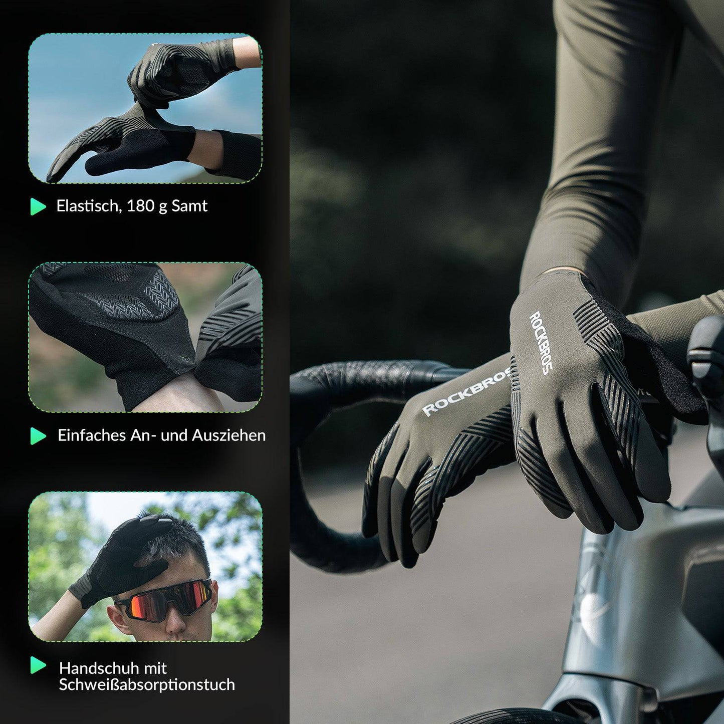 Gants de cyclisme pour femmes/hommes, tactiles, antidérapants, fins, ROCKBROS