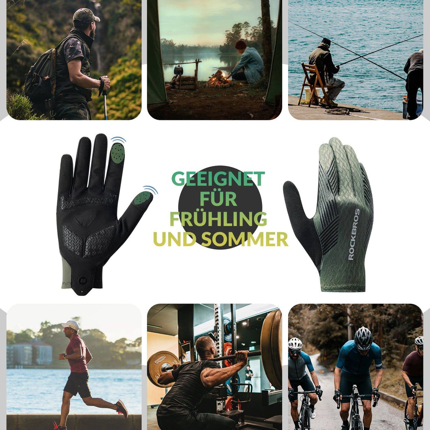 Gants de cyclisme pour femmes/hommes, tactiles, antidérapants, fins, ROCKBROS
