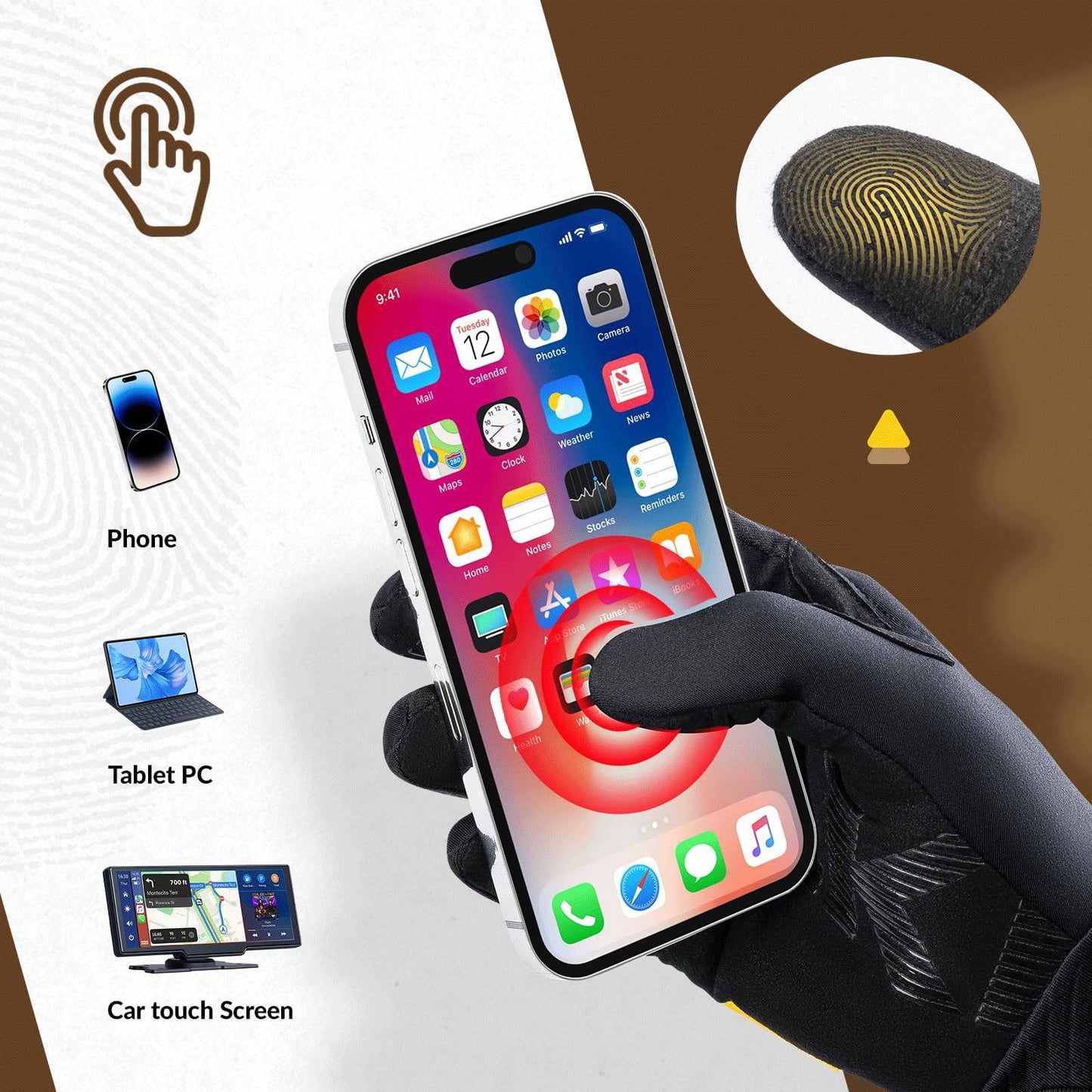 Gants de cyclisme chauds, coupe-vent et à doigts complets ROCKBROS