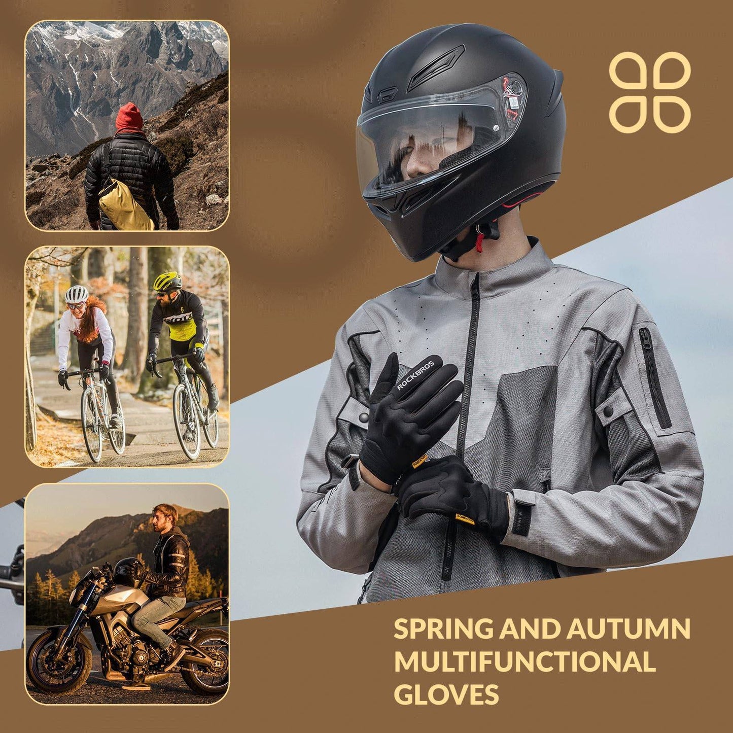 Gants de cyclisme chauds, coupe-vent et à doigts complets ROCKBROS