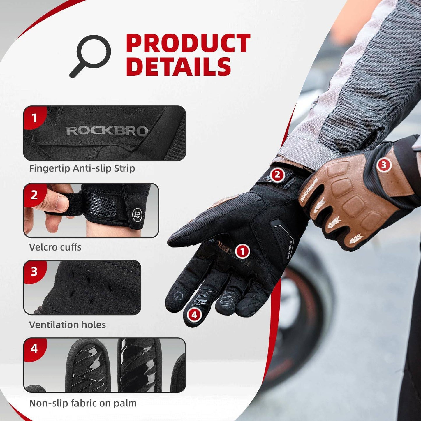 Gants de cyclisme homme, hiver/automne, VTT, gants amortissants, ROCKBROS